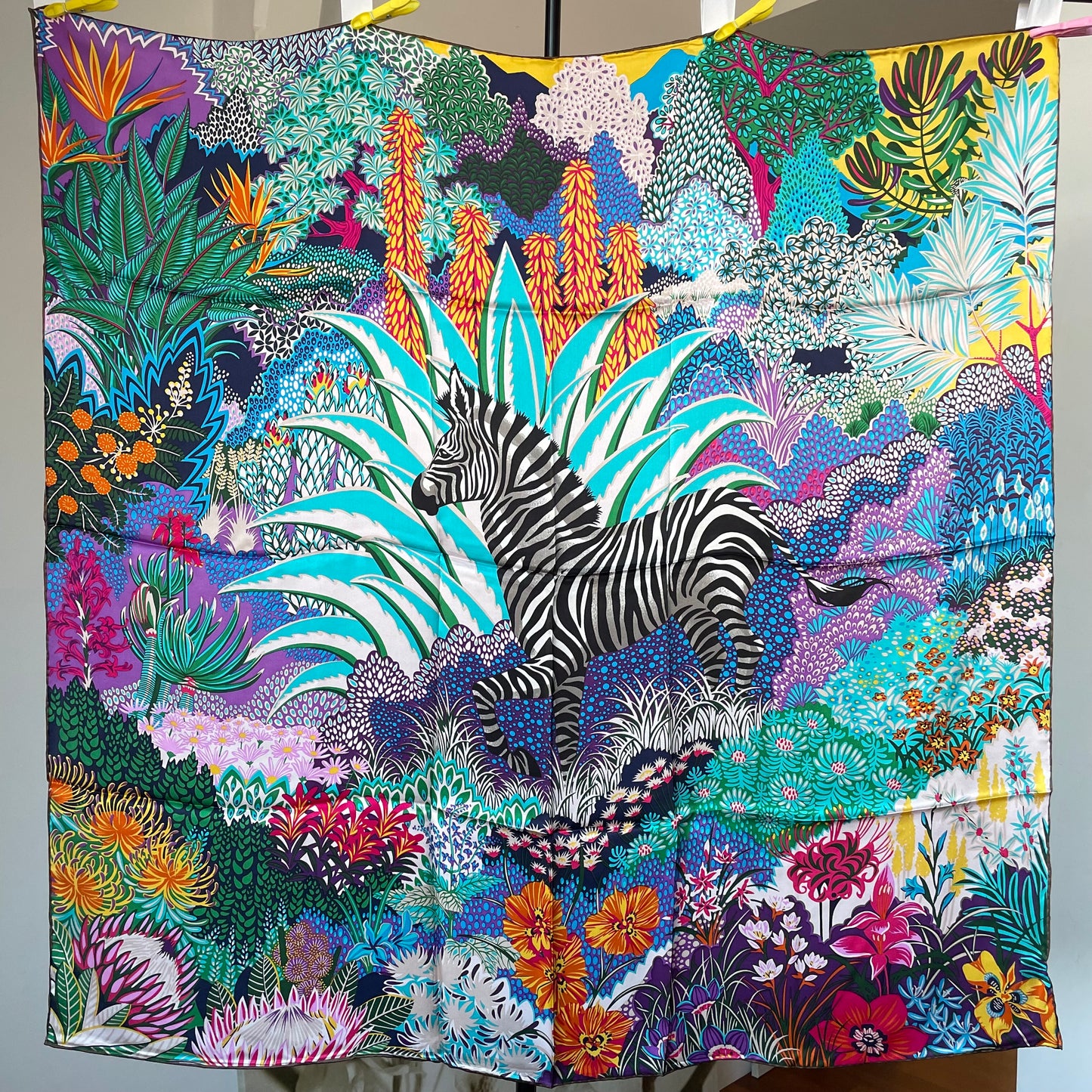 100% Pure Mulberry Silk Multicolour Handmade Large Silk Scarf 43"- The Zebra