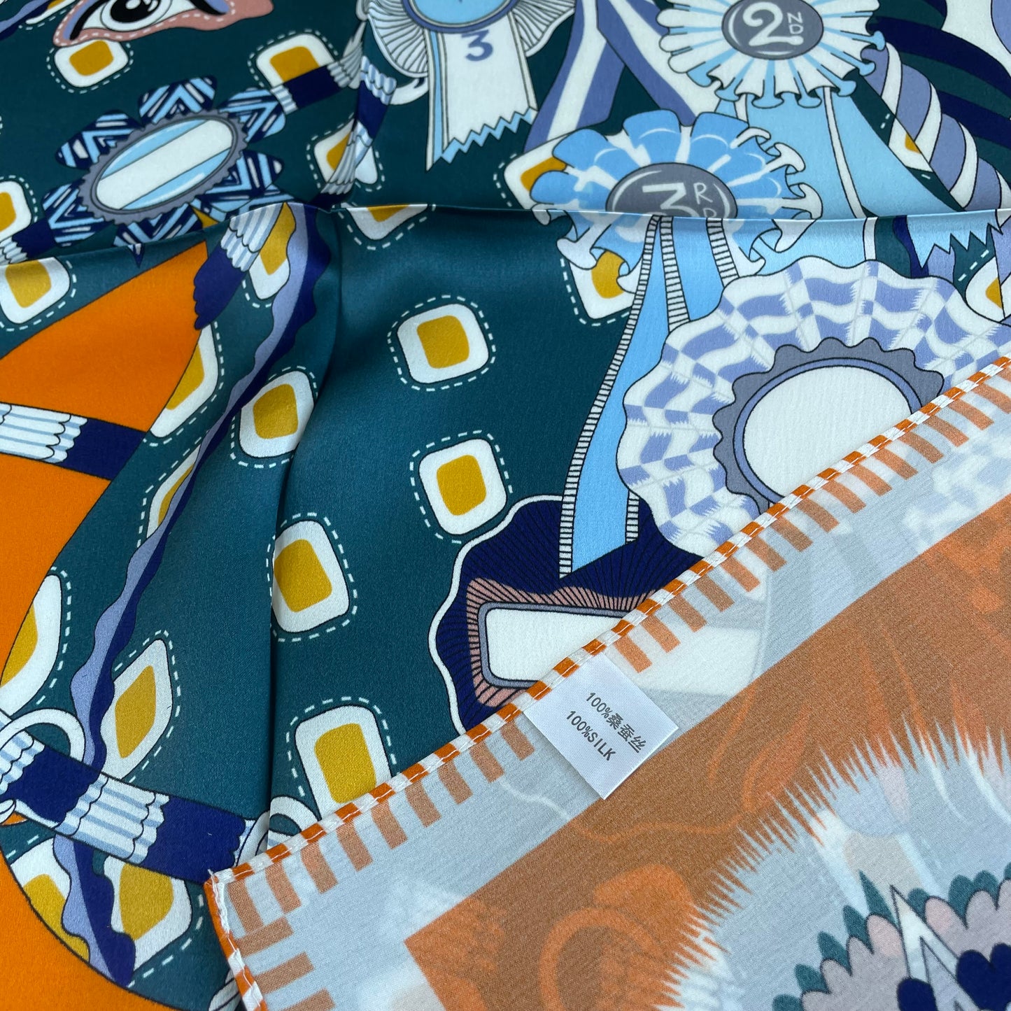 100% Pure Silk Multicolour Large Silk Scarf / Headscarf-The Horses- 26”Silk Scarf / Headscarf