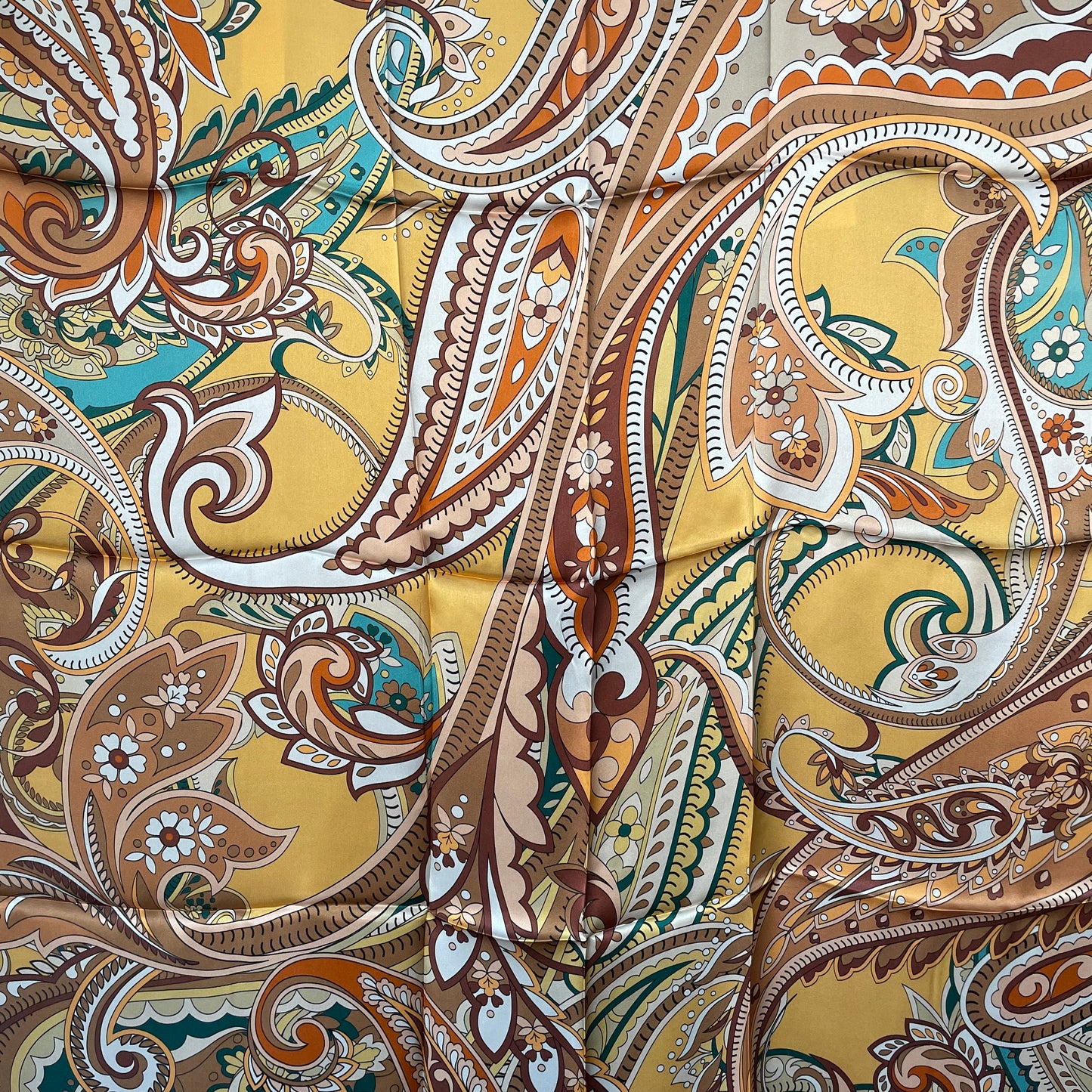 100% Pure Mulberry Silk Multicolour Handmade Large Silk Scarf 43"- The Paisleys
