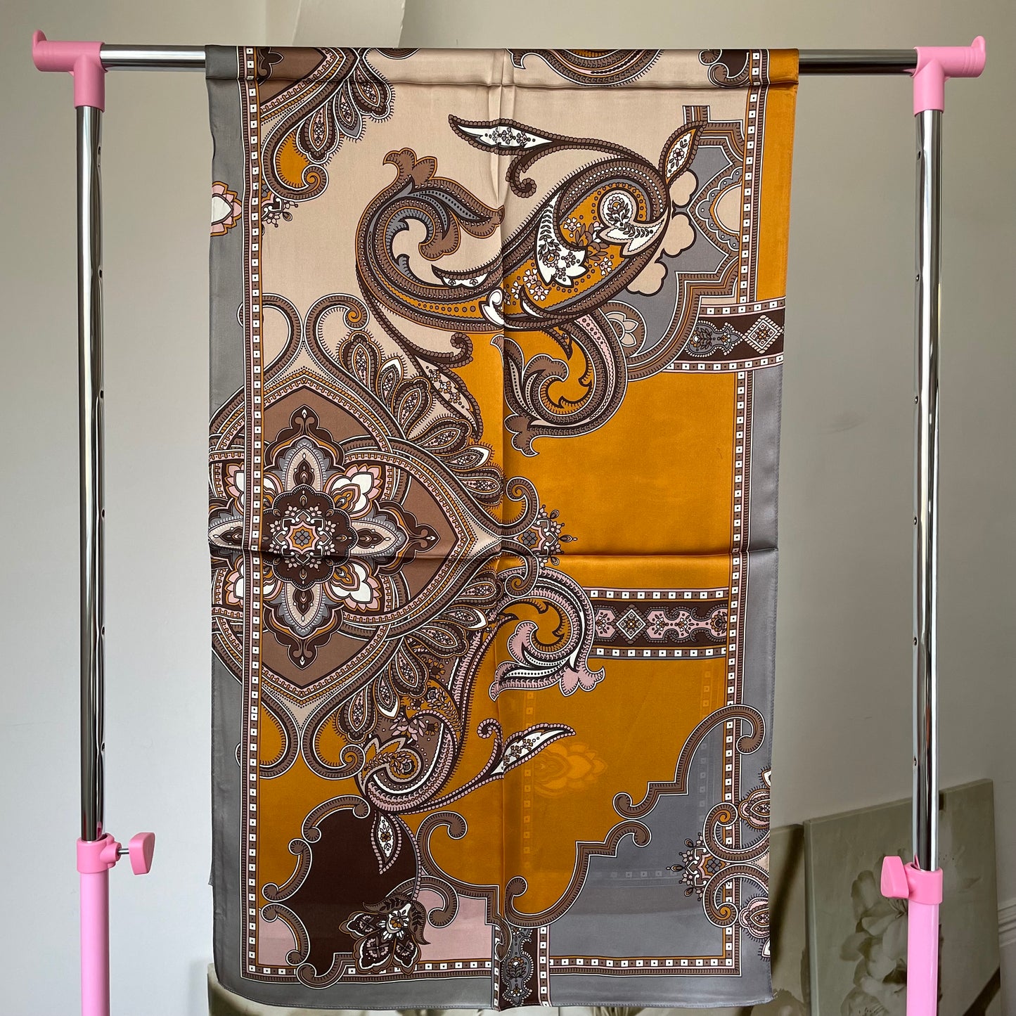 100% Pure Silk Multicolour long Silk Scarf / Headscarf-The Orange Pasiley