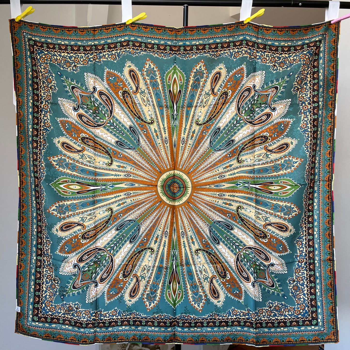 100% Pure Mulberry Silk Duo-Color Handmade Large Silk Scarf 43"- The Feathers
