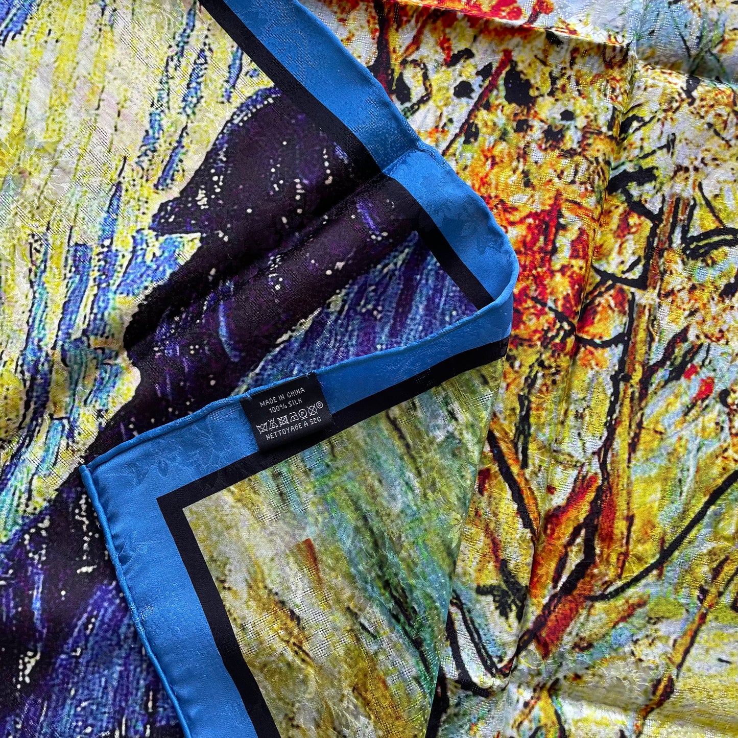 100% Pure Mulberry Silk Duo-Colour Handmade Large Silk Scarf 43"- The Paintings