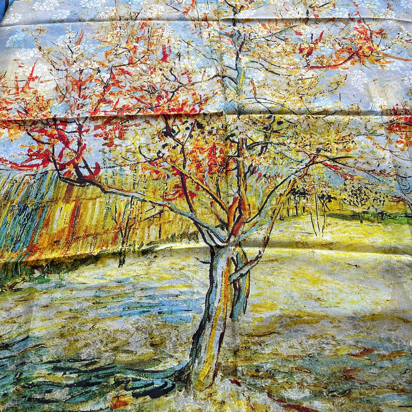 100% Pure Mulberry Silk Duo-Colour Handmade Large Silk Scarf 43"- The Paintings