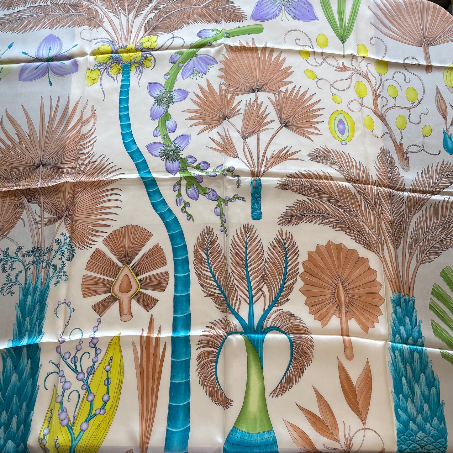 100% Pure Mulberry Silk Multicolour Handmade Large Silk Scarf 43"- The Palm
