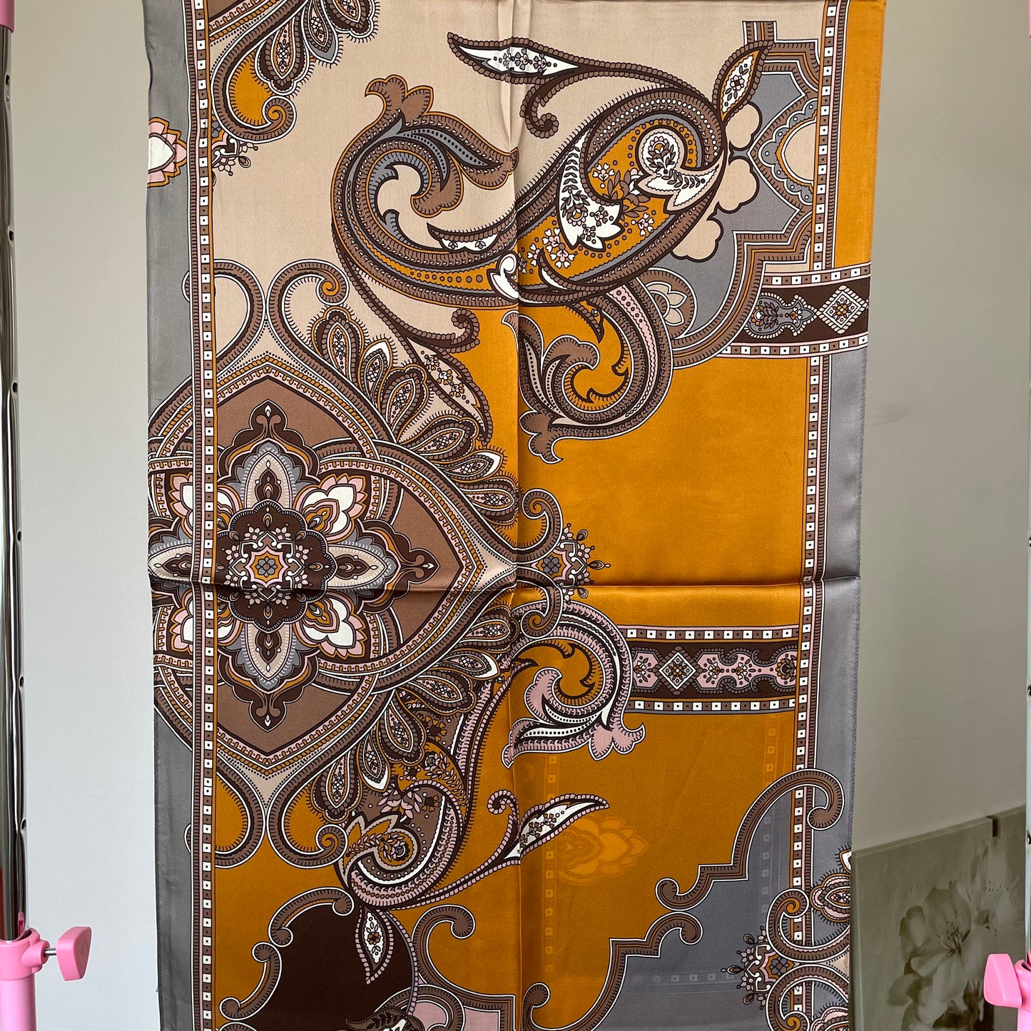 100% Pure Silk Multicolour long Silk Scarf / Headscarf-The Orange Pasiley