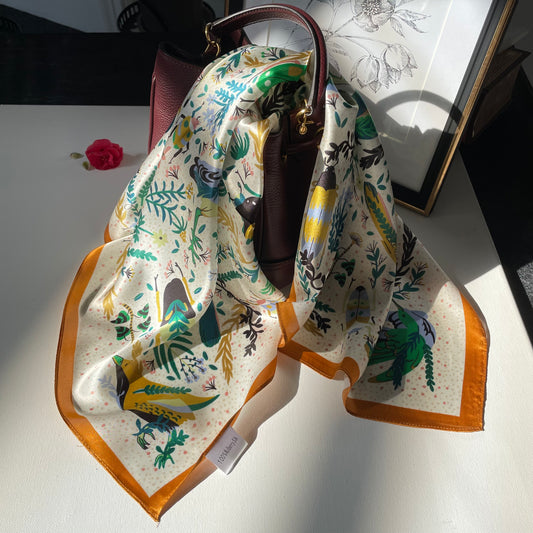 100% Pure Mulberry Silk 26” Scarf - Large Multicolour Headscarf/ Bandana/Hair Scarf - Elegant Square Silk Scarf Gift for Her/Mom -The Pipits Garden