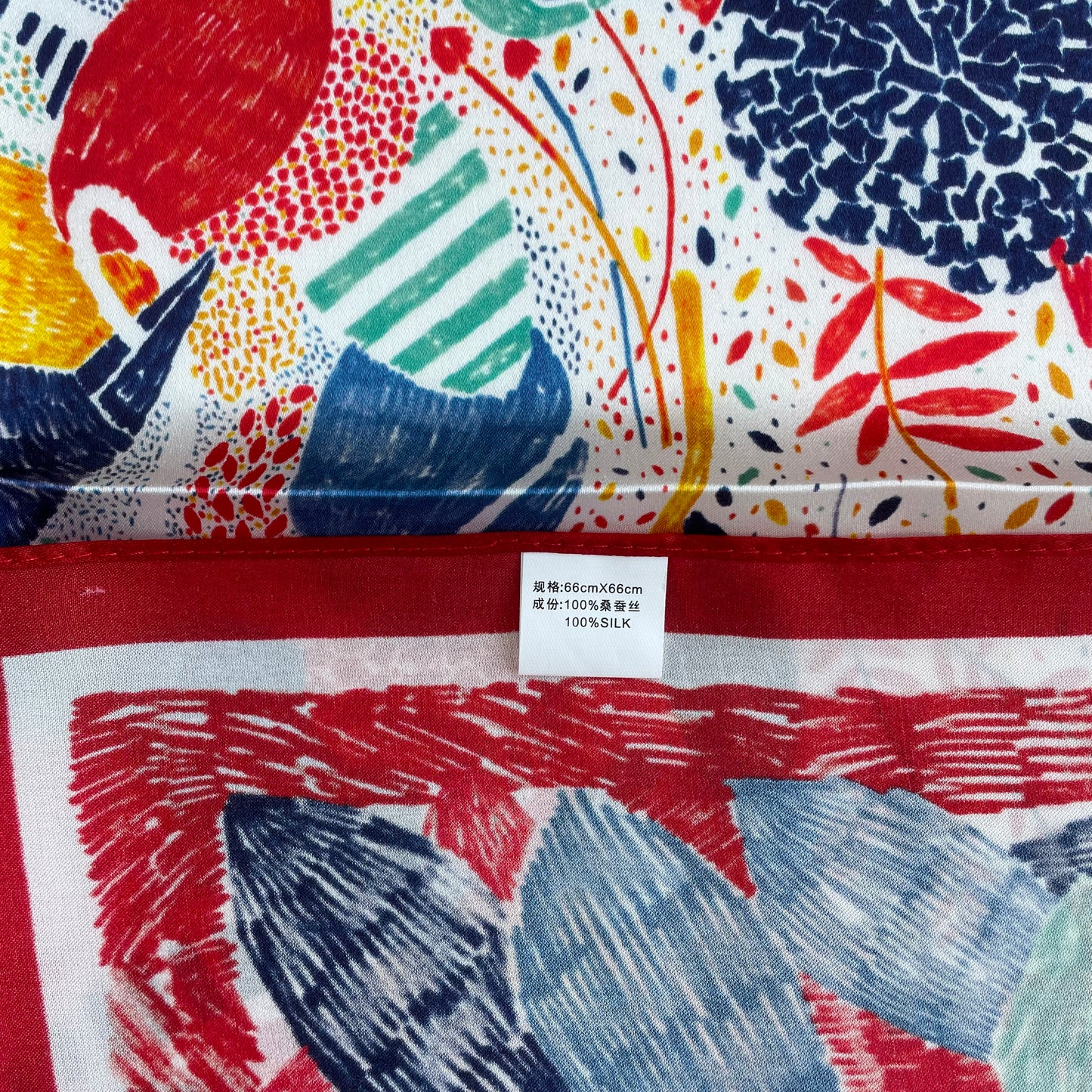 100% Pure Silk Multicolour Large Silk Scarf / Headscarf-The Painting - 26”Silk Scarf / Headscarf