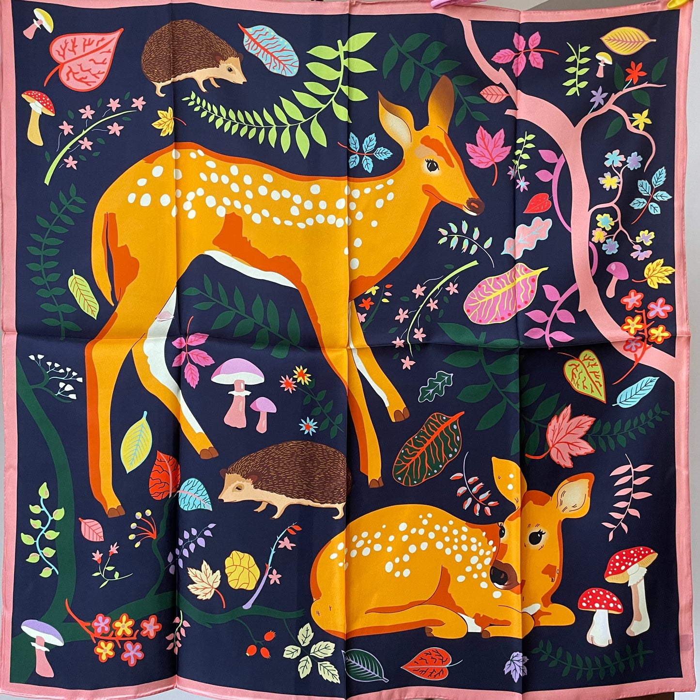 100% Pure Mulberry Silk Extra Large HandRolled Silk Scarf - The Deers