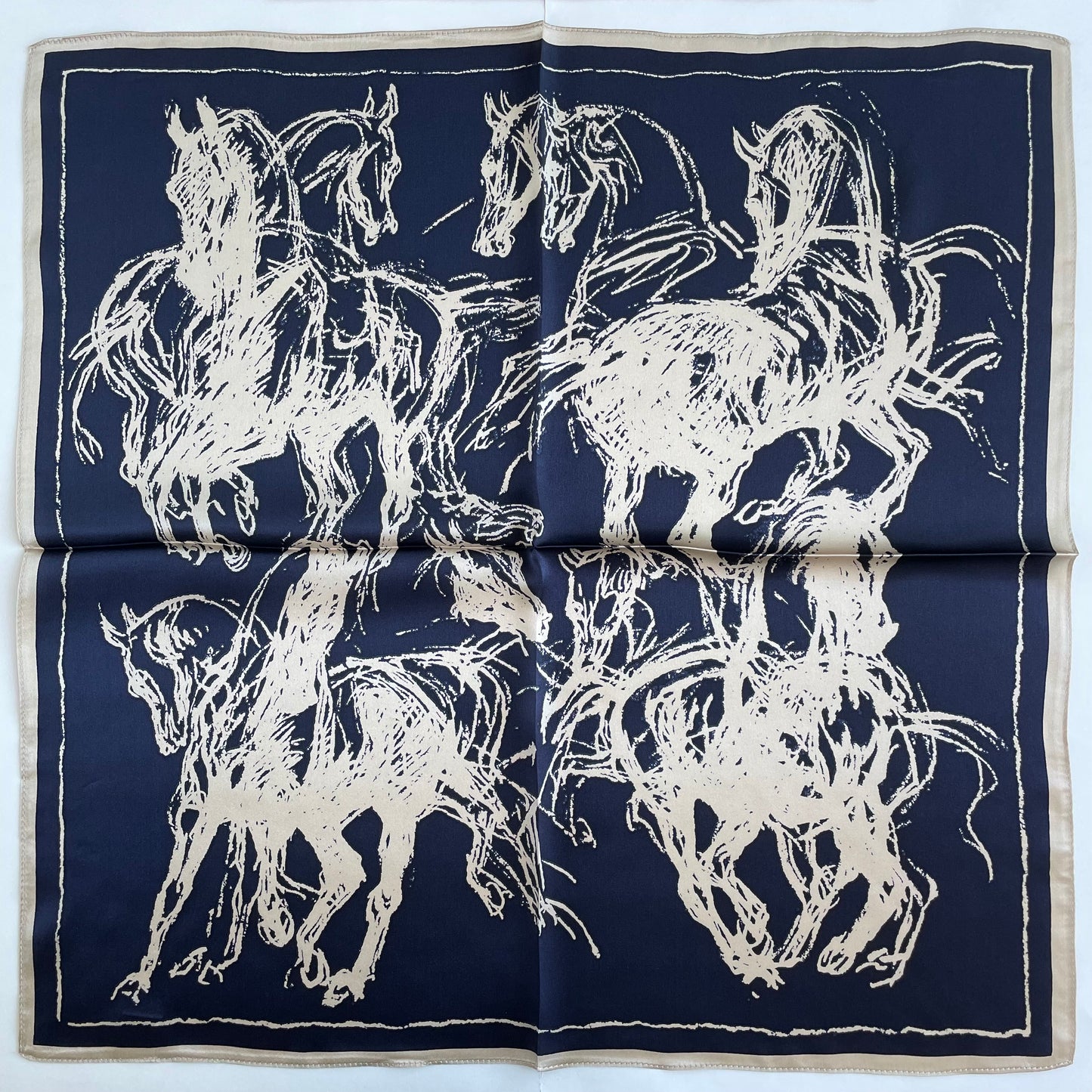 100% Pure Silk Multicolour Small Silk scarf -The Horse-21” Silk Scarf