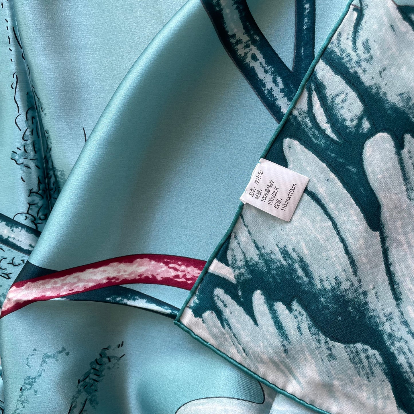 100% Pure Mulberry Silk Multicolour Handmade Large Silk Scarf 43"- The Peony