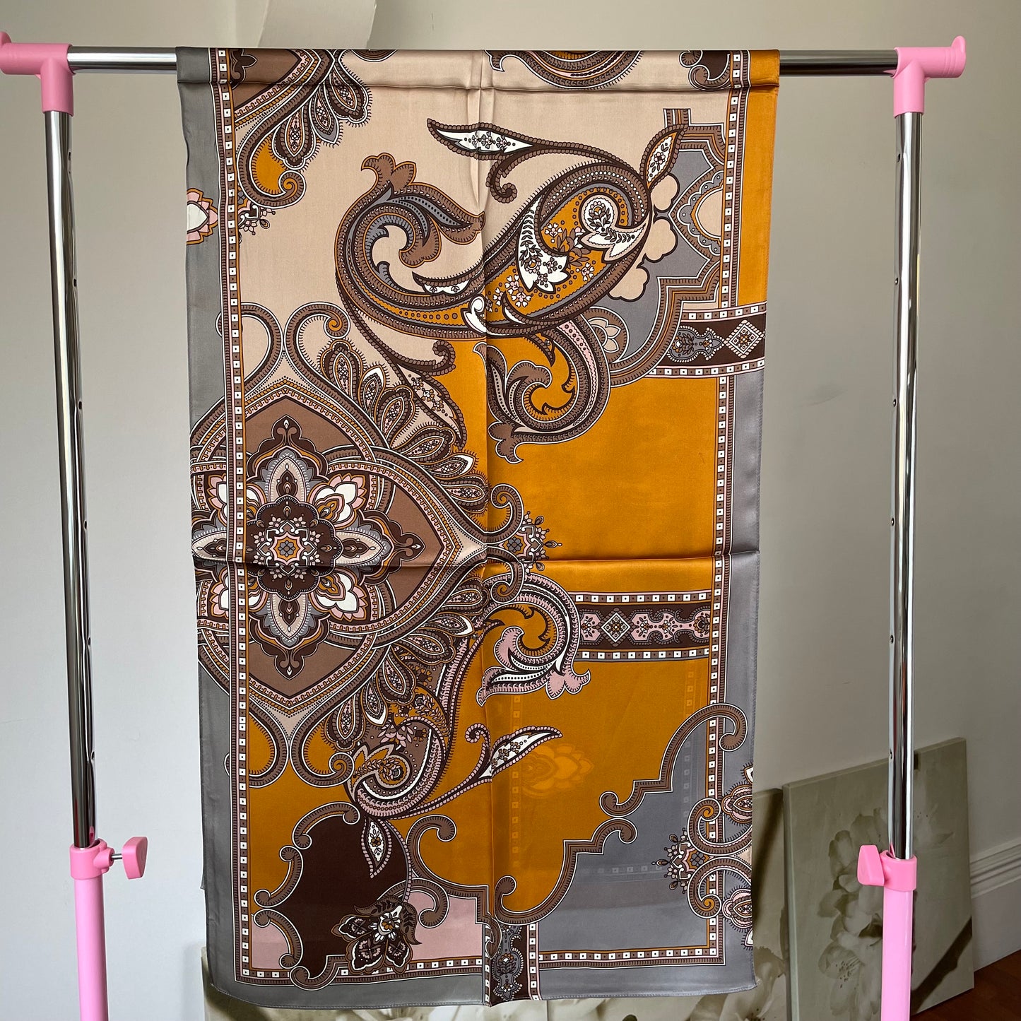 100% Pure Silk Multicolour long Silk Scarf / Headscarf-The Orange Pasiley