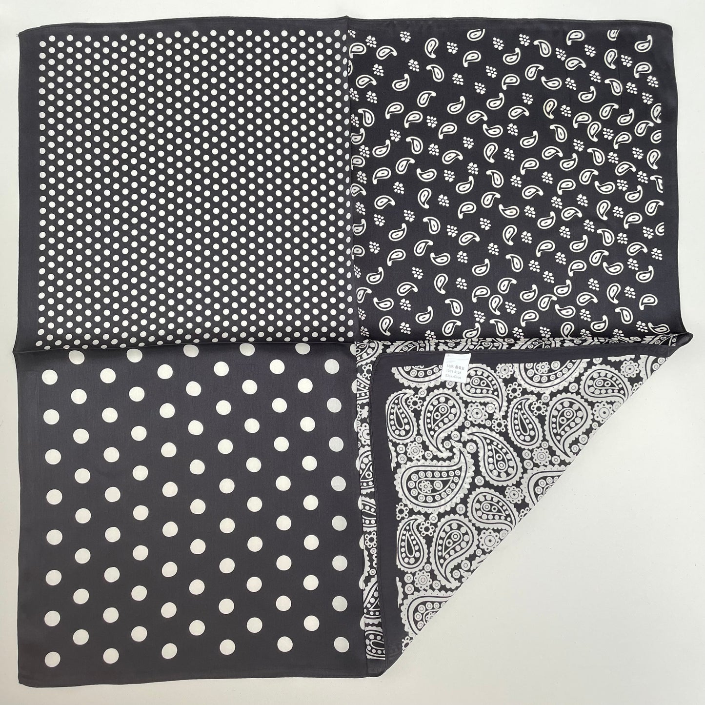 100% Mulberry Silk Scarf-Small Square Multicolor Silk Scarf, lightweight Luxury Neck Hair Scarf - The Paisleys