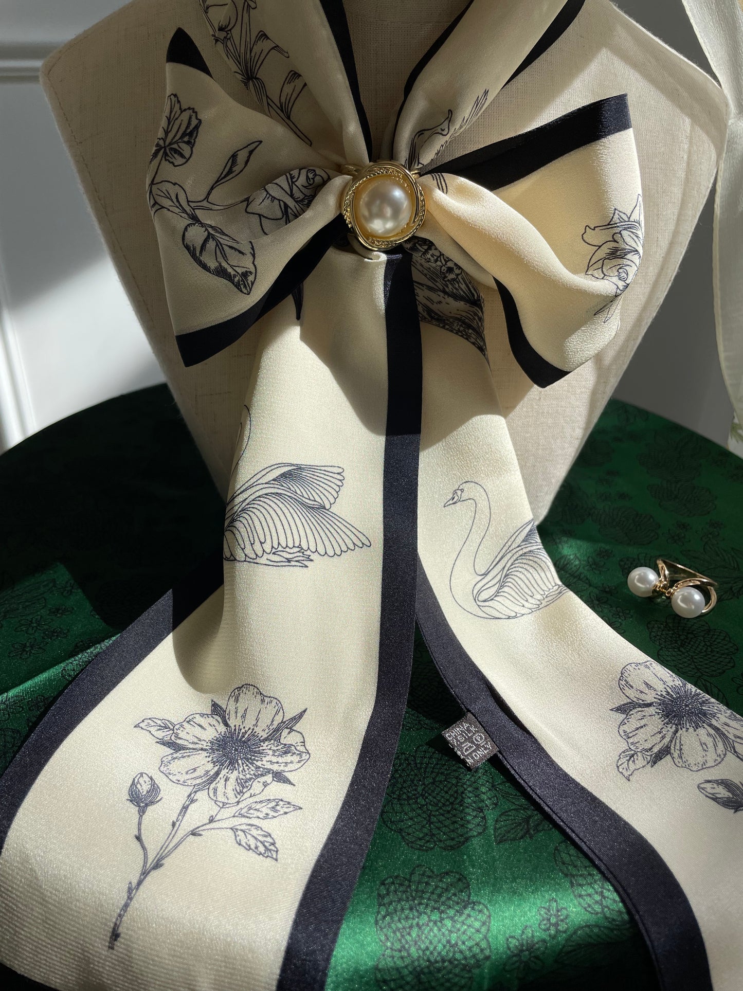 100% Pure Silk Multicoloured Long Silk Scarf - Silk Hairbands - Silk Ribbons-The Swan