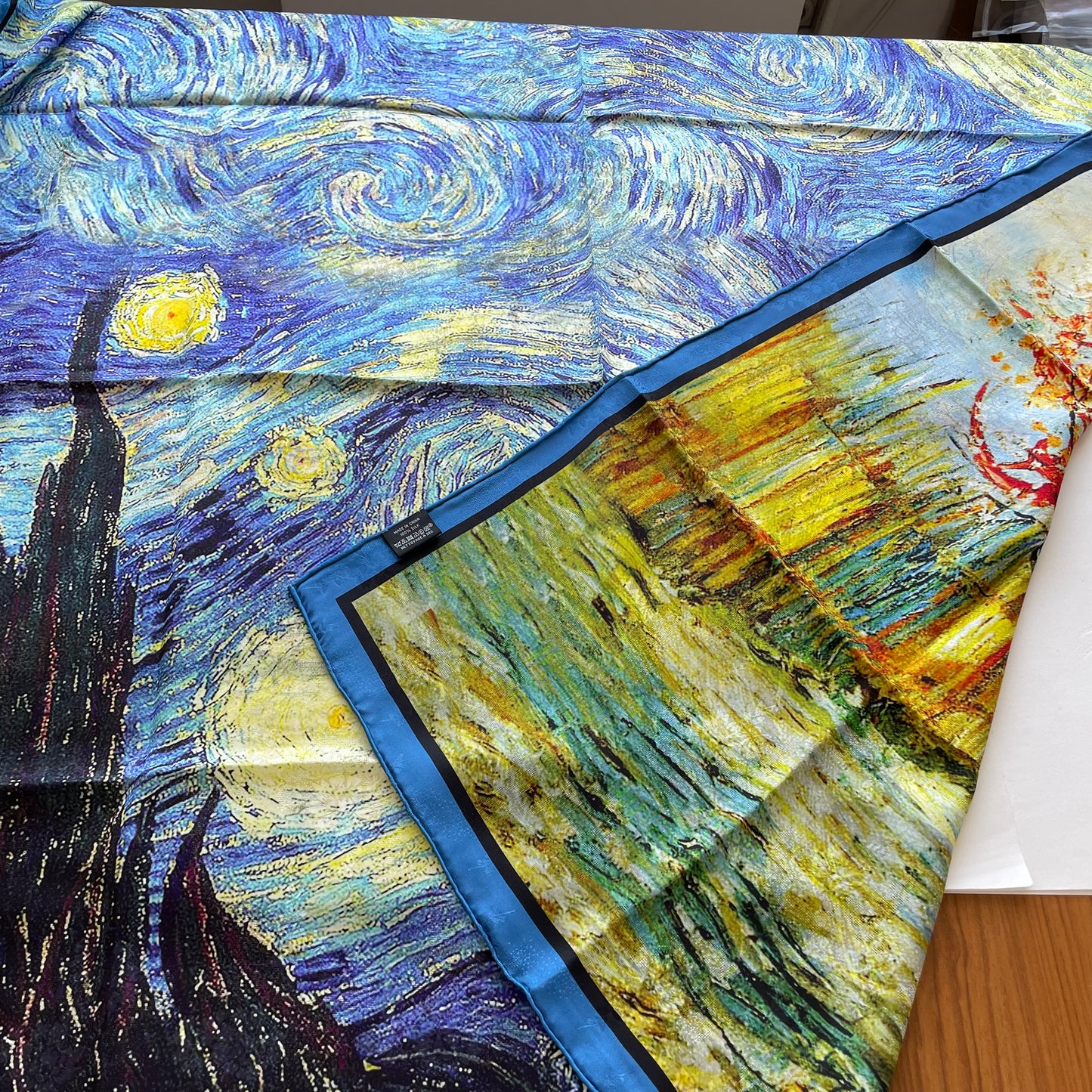 100% Pure Mulberry Silk Duo-Colour Handmade Large Silk Scarf 43"- The Paintings