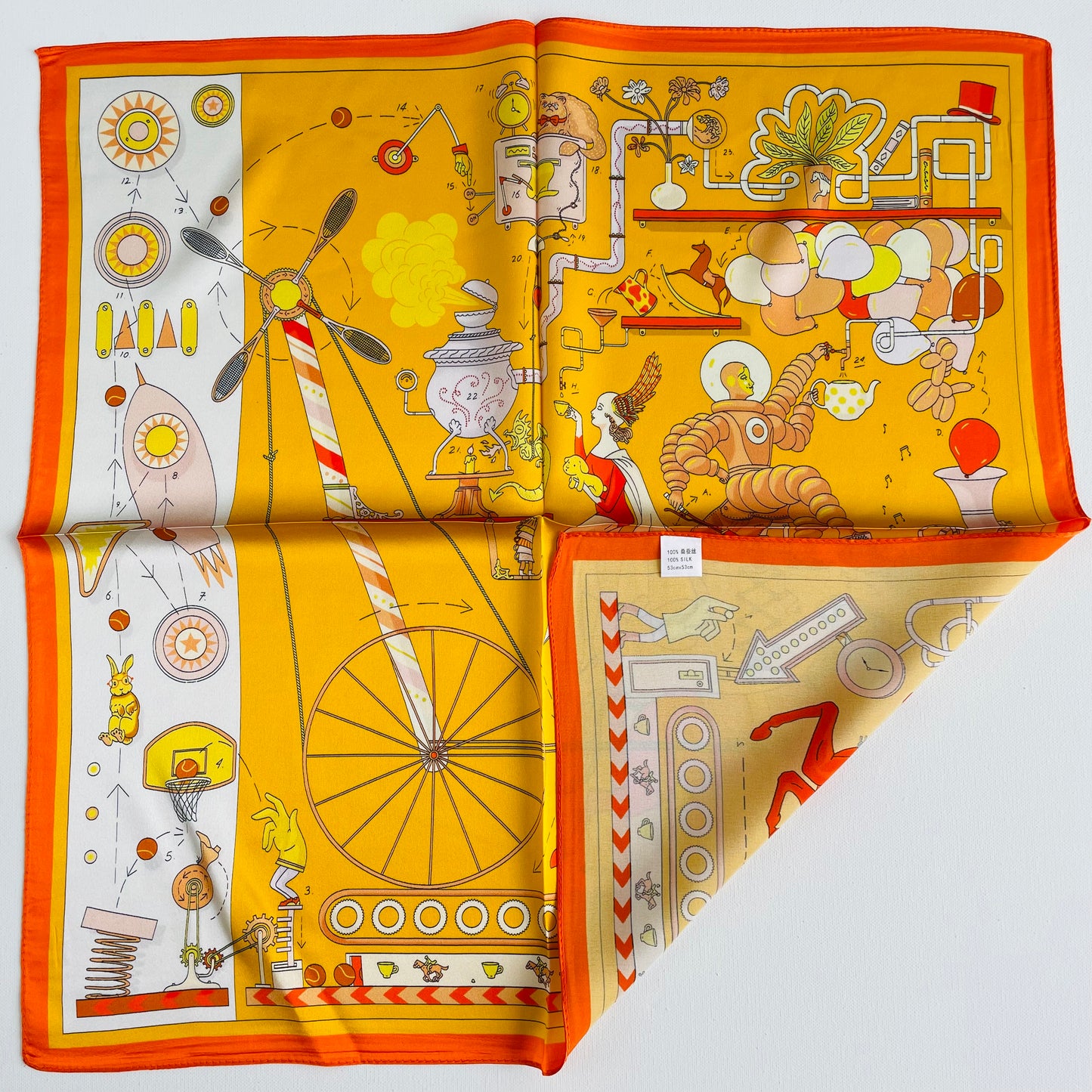 100% Mulberry Silk Scarf-Small Square Multicolor Silk Scarf, lightweight Luxury Neck Hair Scarf - The Horse