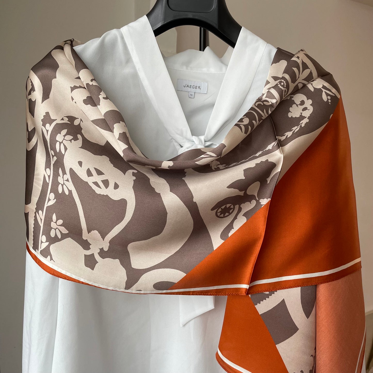 100% Pure Silk Multicolour long Silk Scarf / Headscarf-The Orange & Brown