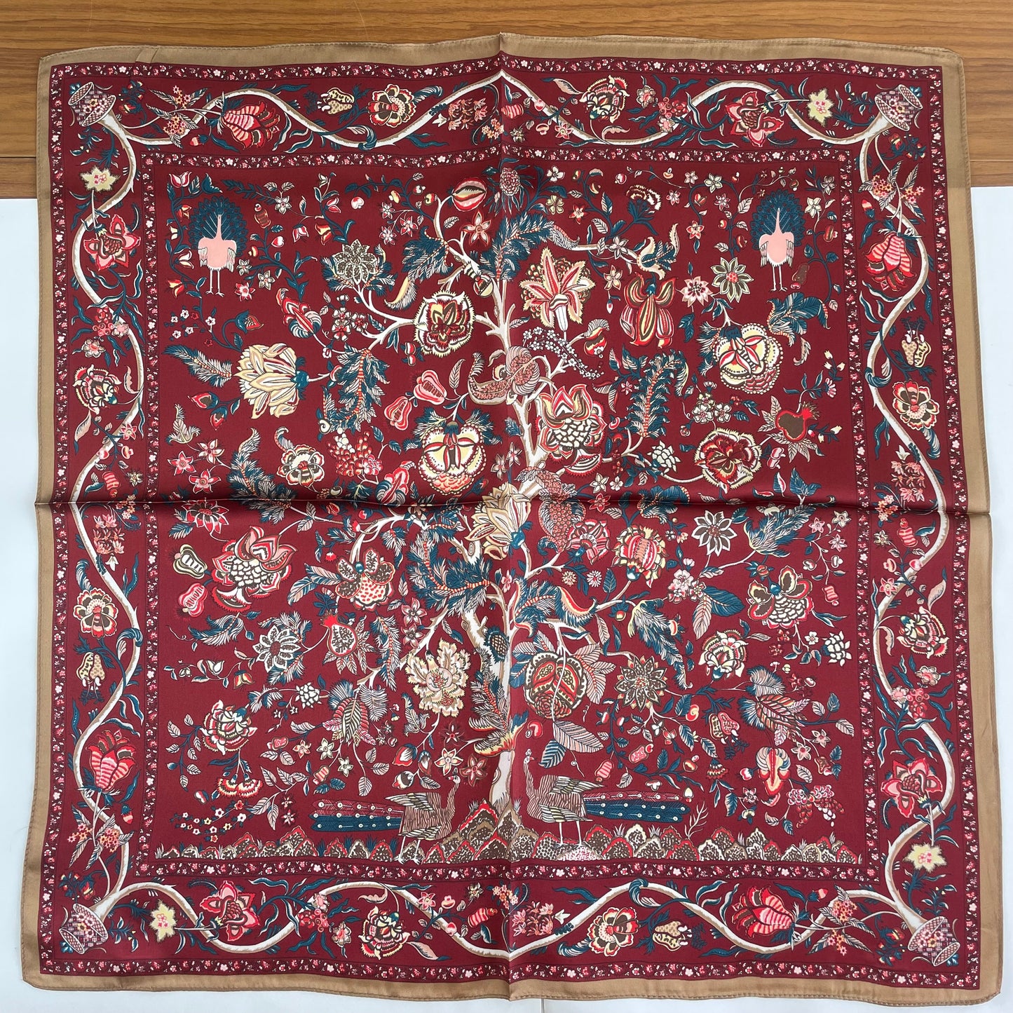 100% Pure Silk Multicolour Large Silk Scarf / Headscarf-The Life Tree- 26”Silk Scarf / Headscarf