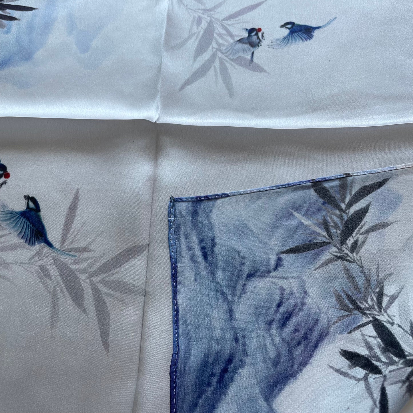 100% Pure Silk Multicolour Small Silk Scarf -The Birds