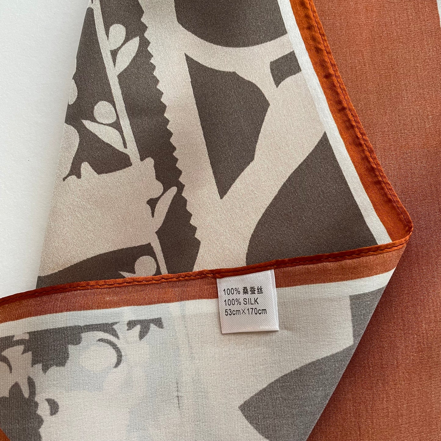 100% Pure Silk Multicolour long Silk Scarf / Headscarf-The Orange & Brown