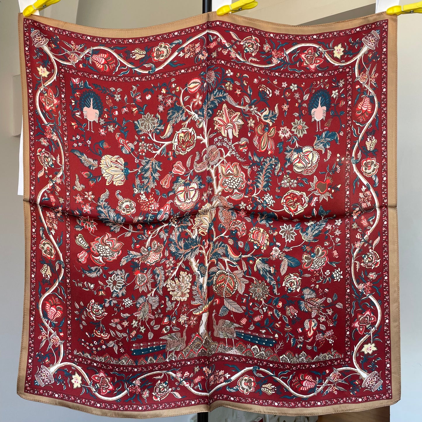 100% Pure Silk Multicolour Large Silk Scarf / Headscarf-The Life Tree- 26”Silk Scarf / Headscarf