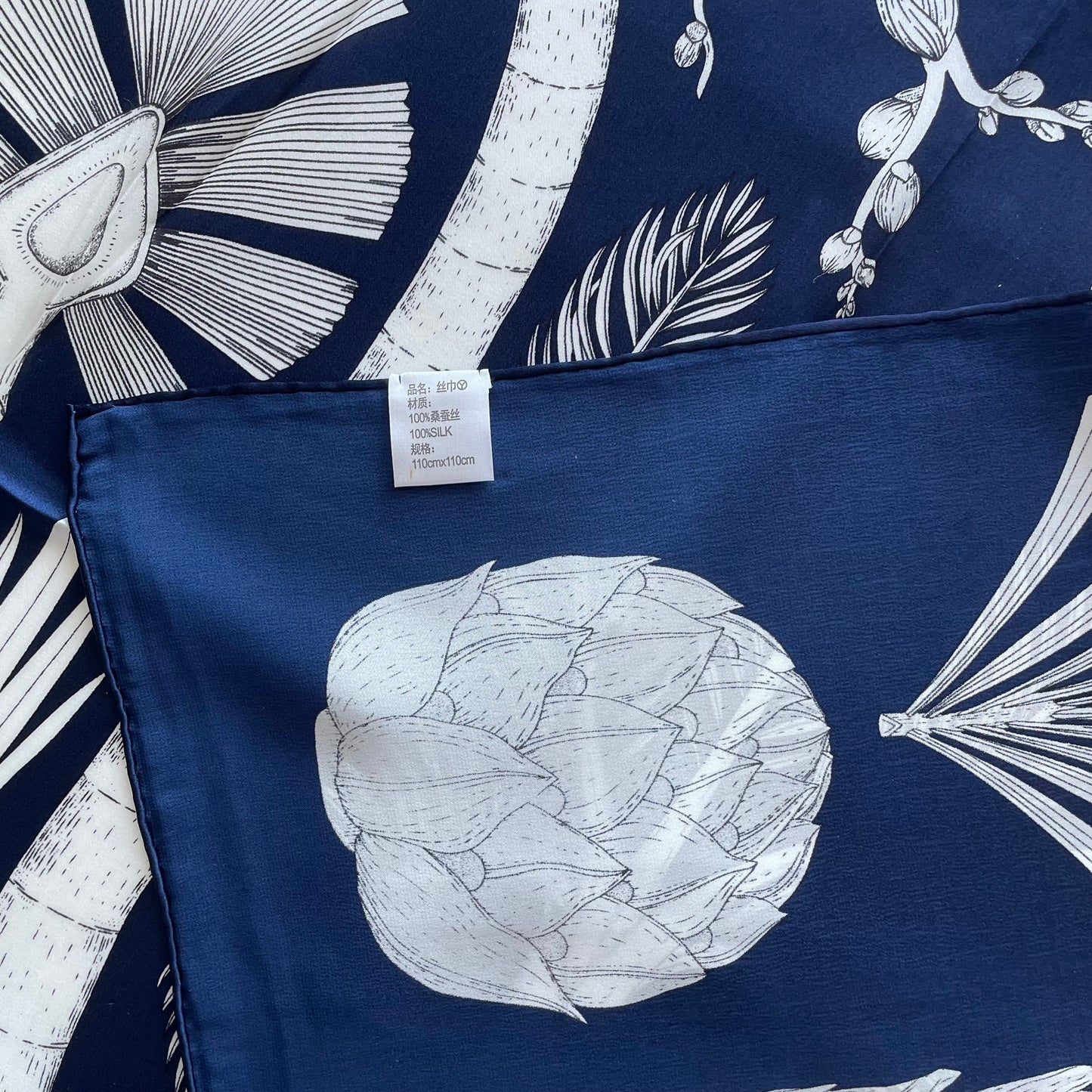 100% Pure Mulberry Silk Multicolour Handmade Large Silk Scarf 43"- The Blue Palm