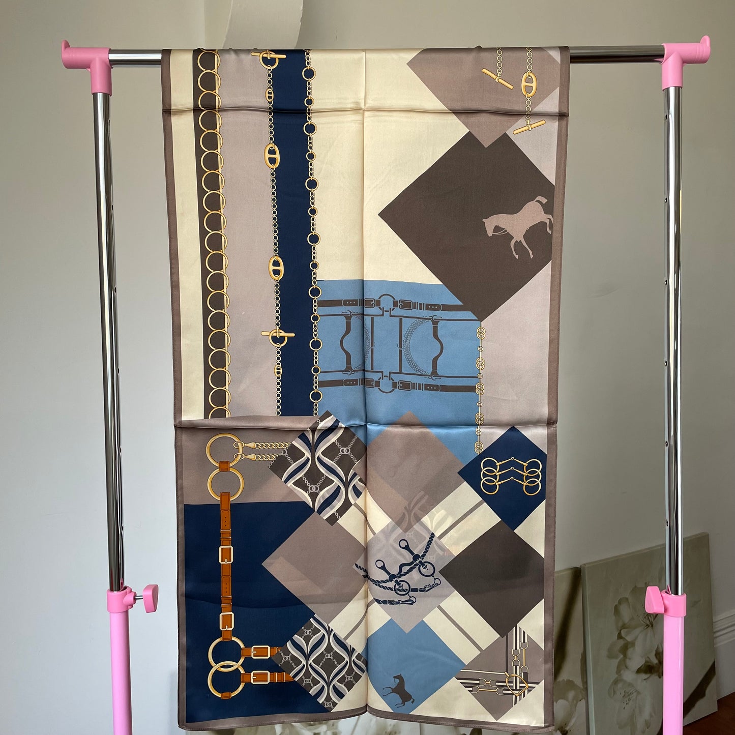 100% Pure Silk Multicolour long Silk Scarf / Headscarf-The Blue
