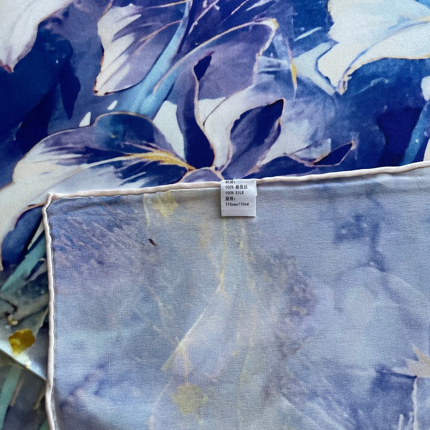100% Pure Mulberry Silk Multicolour Handmade Large Silk Scarf 43"- The Irises