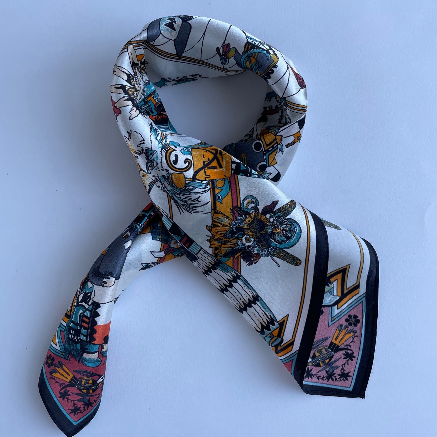 100% Pure Silk Multicolour Small Silk Scarf -The Green & Leopard