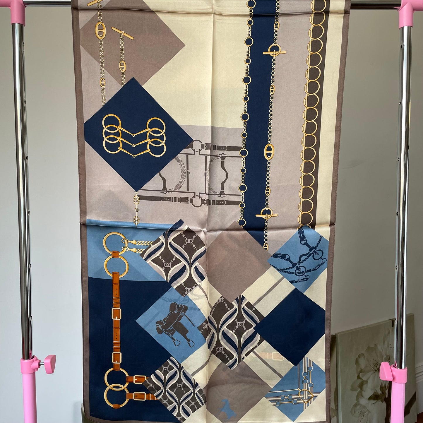 100% Pure Silk Multicolour long Silk Scarf / Headscarf-The Blue