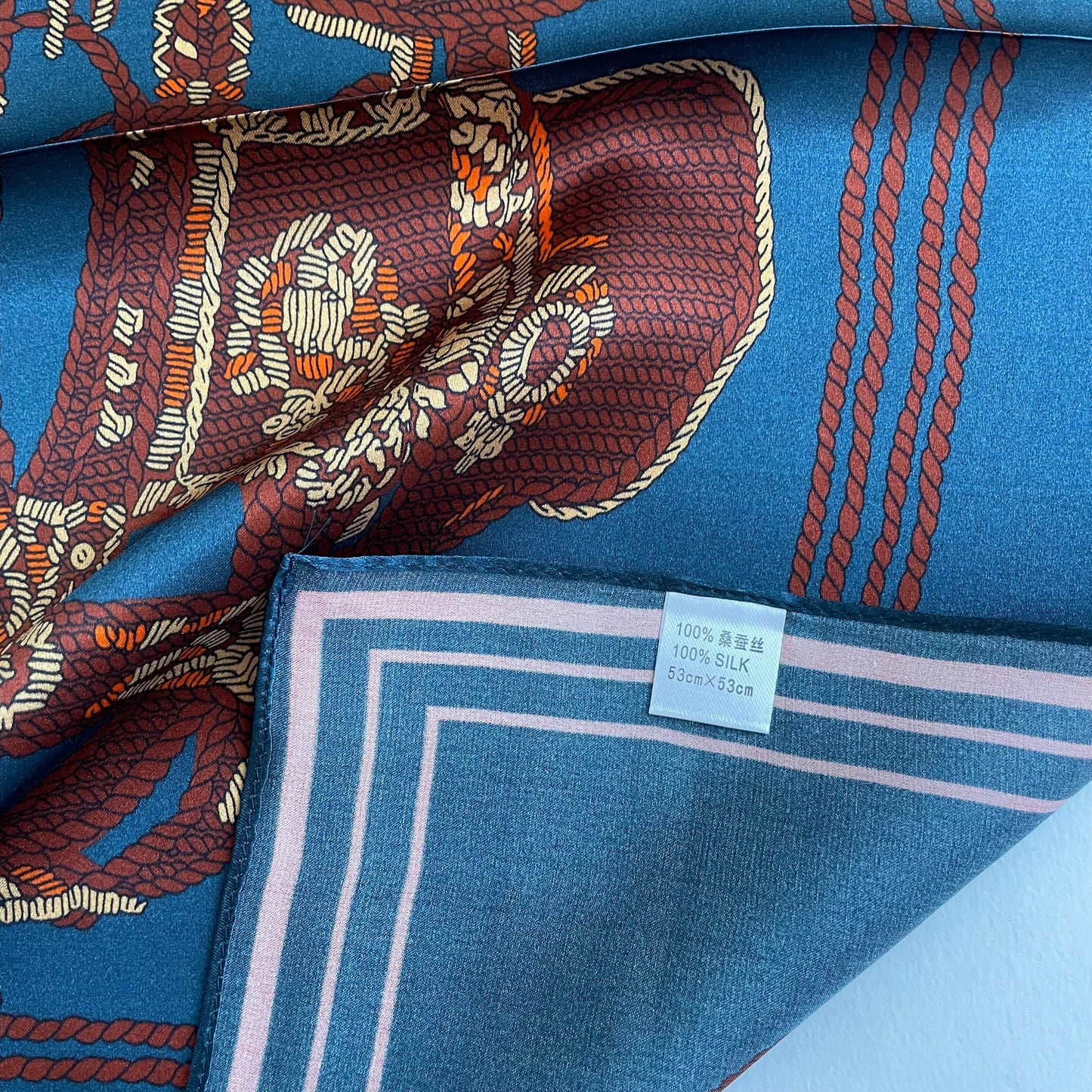 100% Pure Silk Multicolour Small Silk Scarf -The Brown Horseshoe
