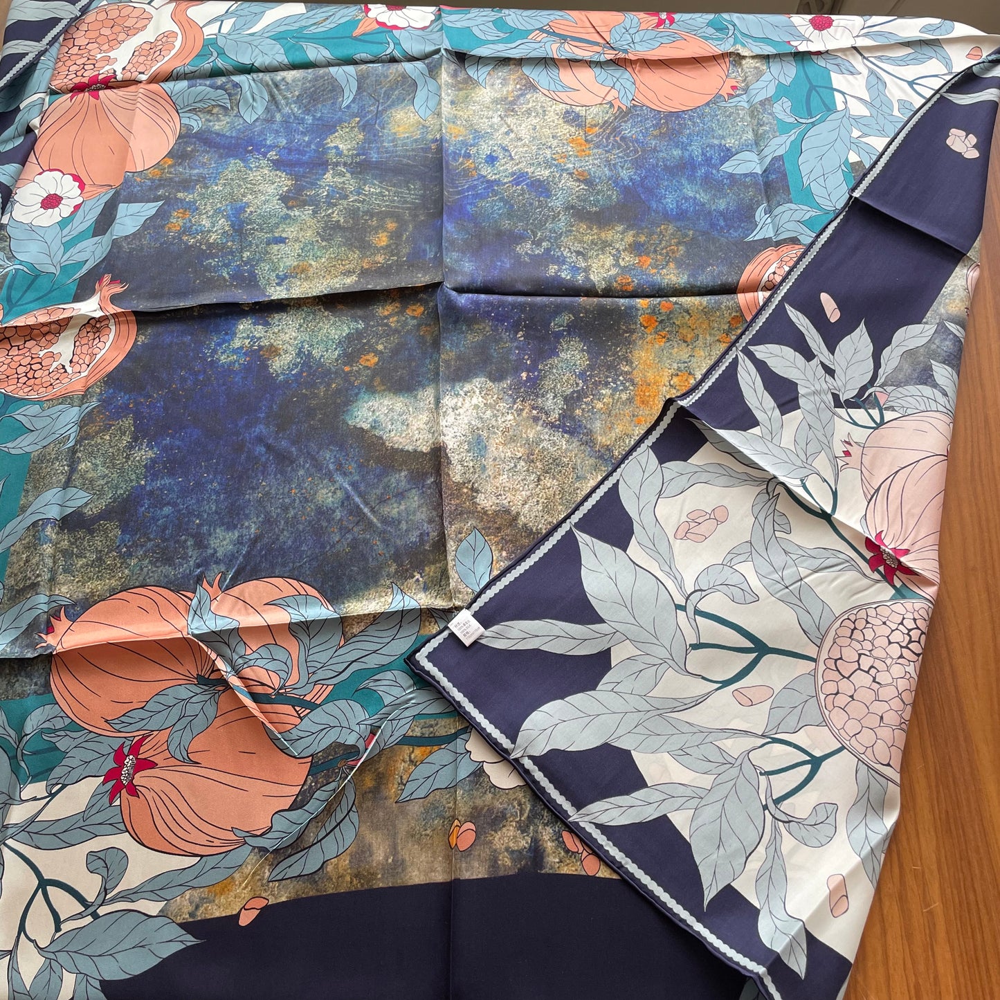 100% Pure Mulberry Silk Multicolour Handmade Large Silk Scarf 43"- The Pomegranate