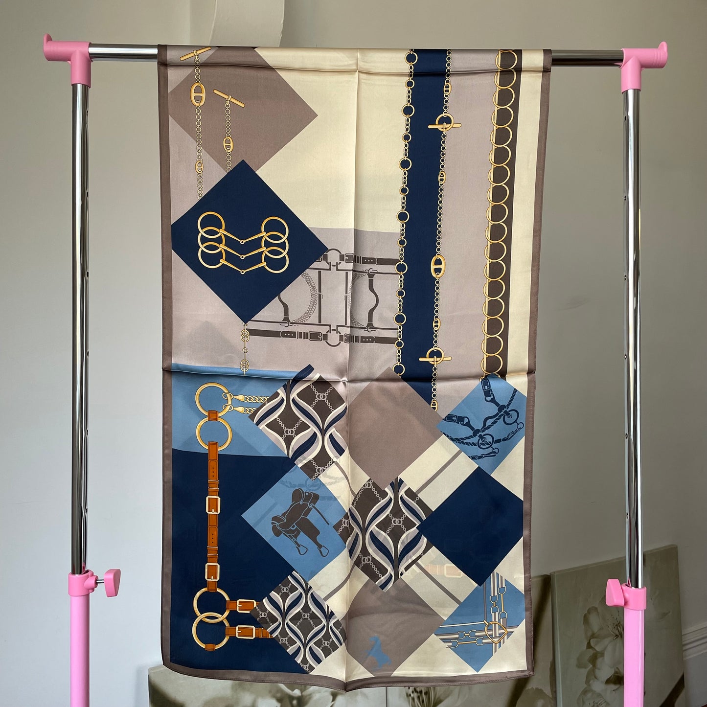 100% Pure Silk Multicolour long Silk Scarf / Headscarf-The Blue