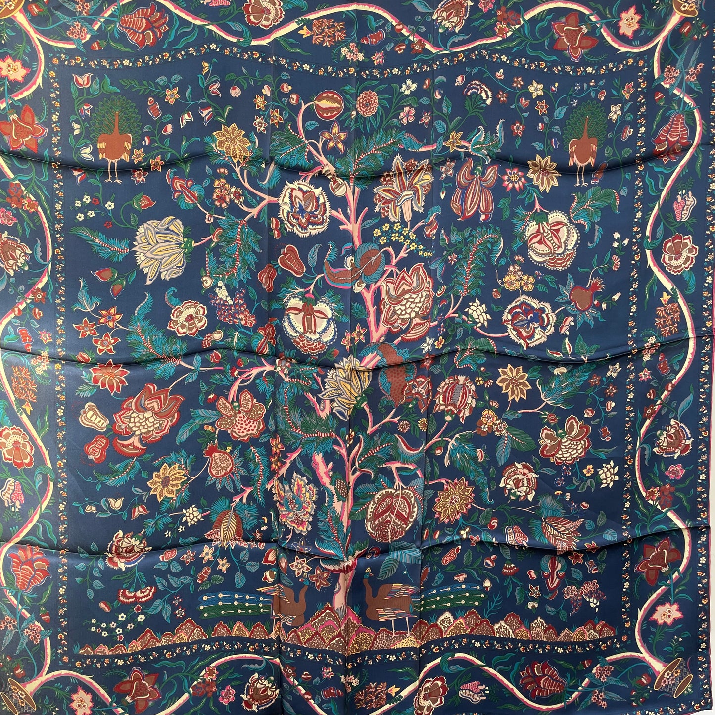 100% Pure Mulberry Silk Multicolour Handmade Large Silk Scarf 43"- The Life Tree II