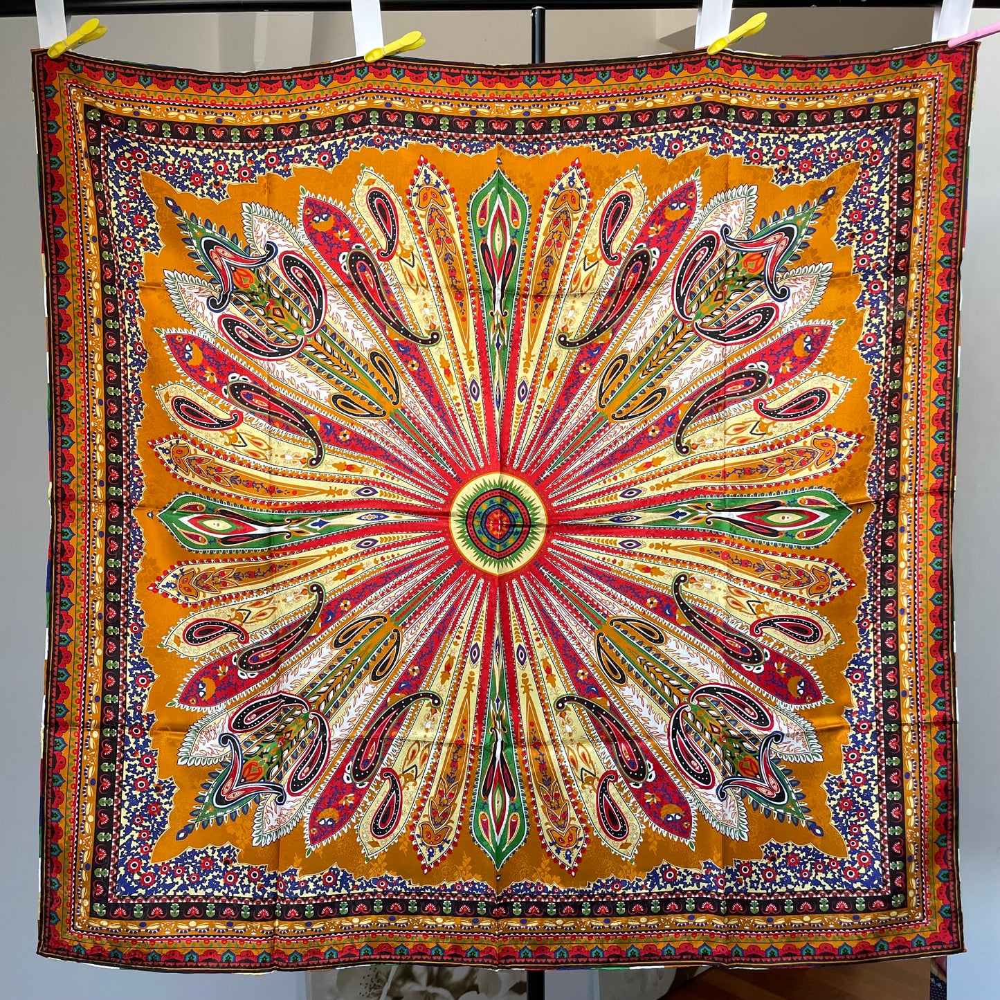 100% Pure Mulberry Silk Duo-Color Handmade Large Silk Scarf 43"- The Feathers