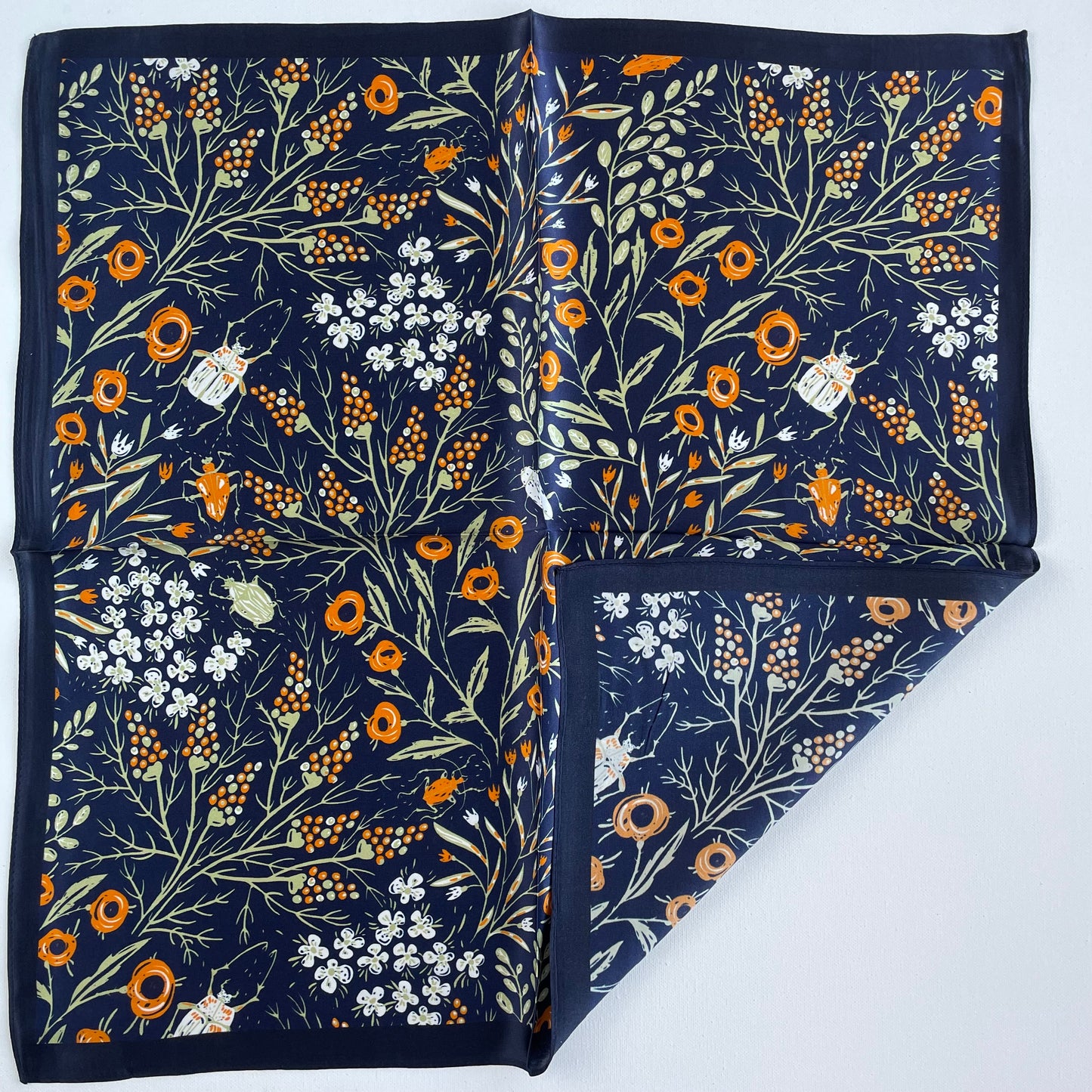 100% Pure Silk Multicolour Small Silk Scarf -The Blue - 21” Silk Scarf