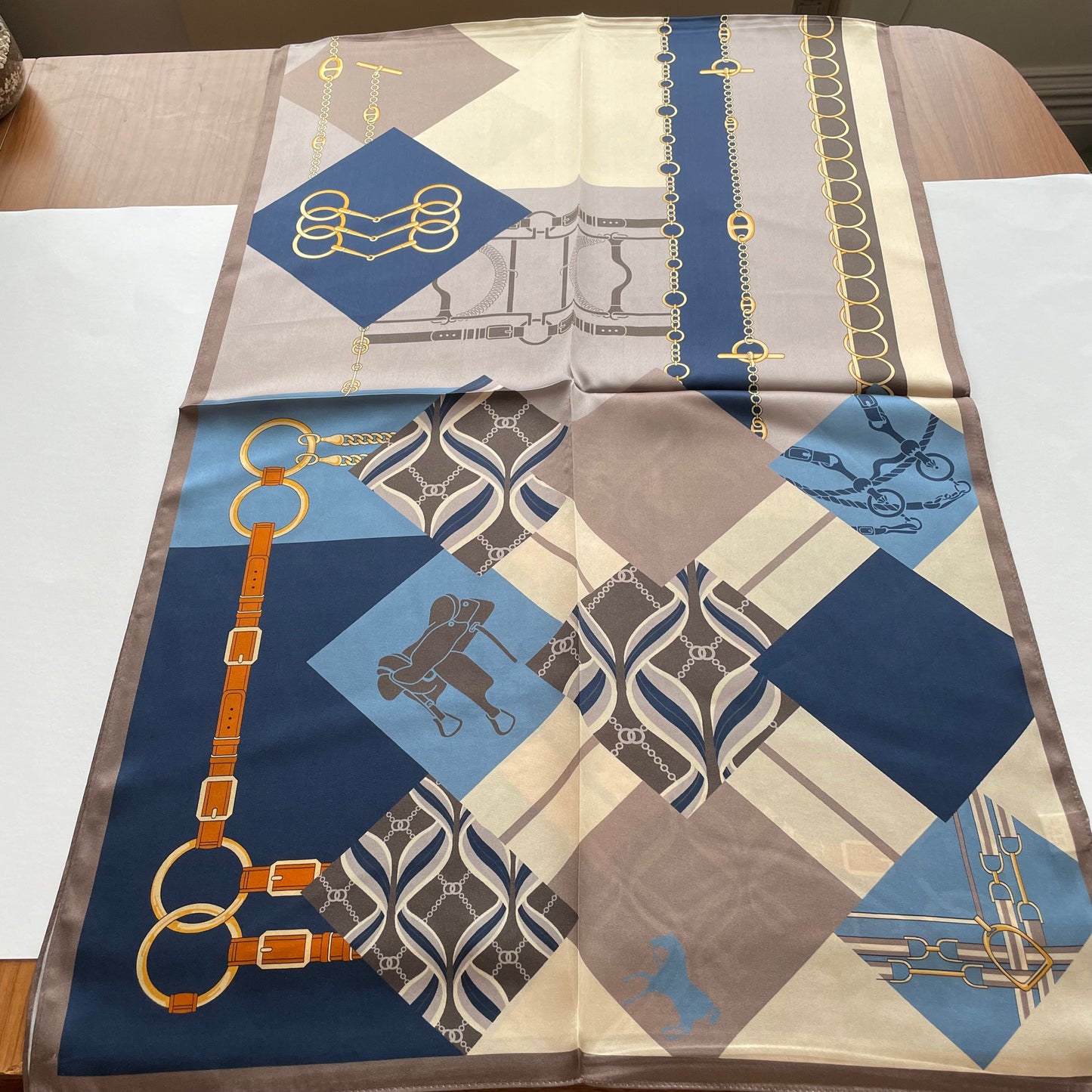 100% Pure Silk Multicolour long Silk Scarf / Headscarf-The Blue