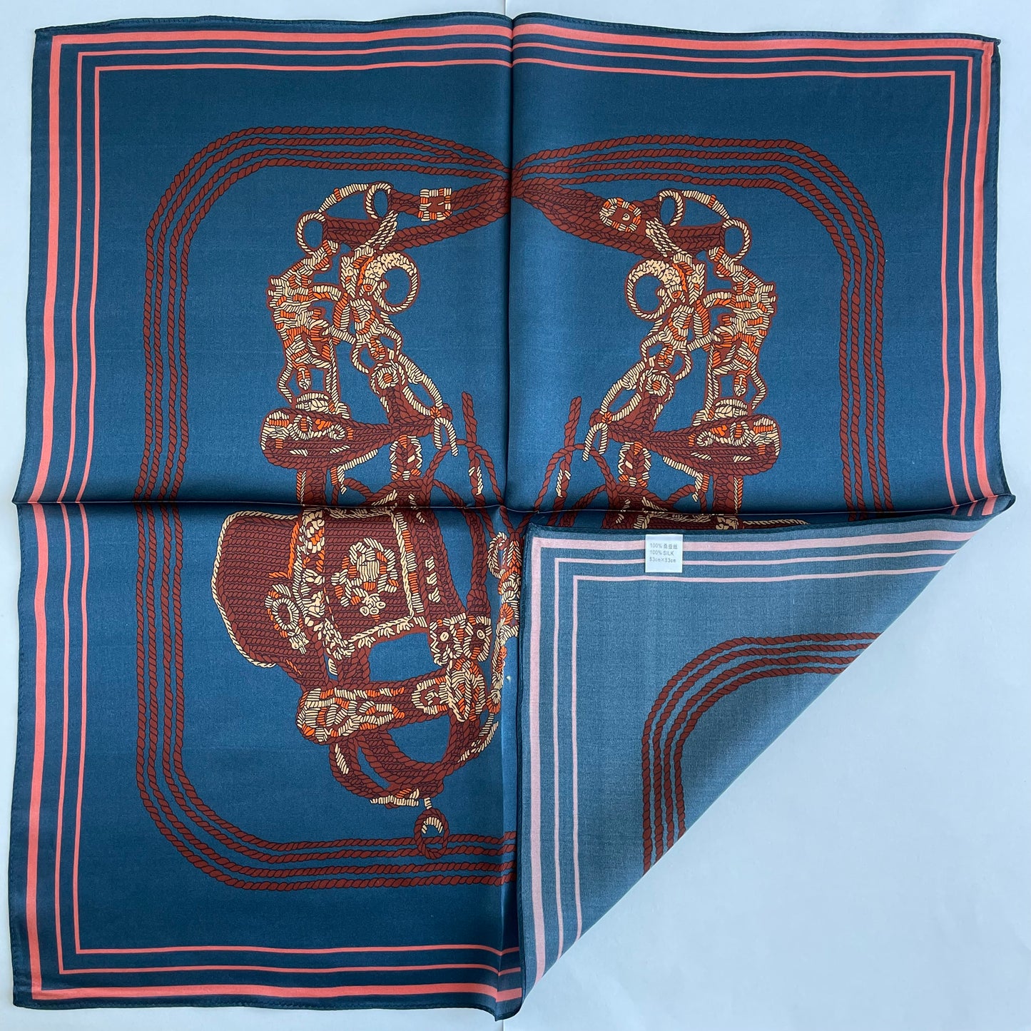 100% Pure Silk Multicolour Small Silk Scarf -The Brown Horseshoe