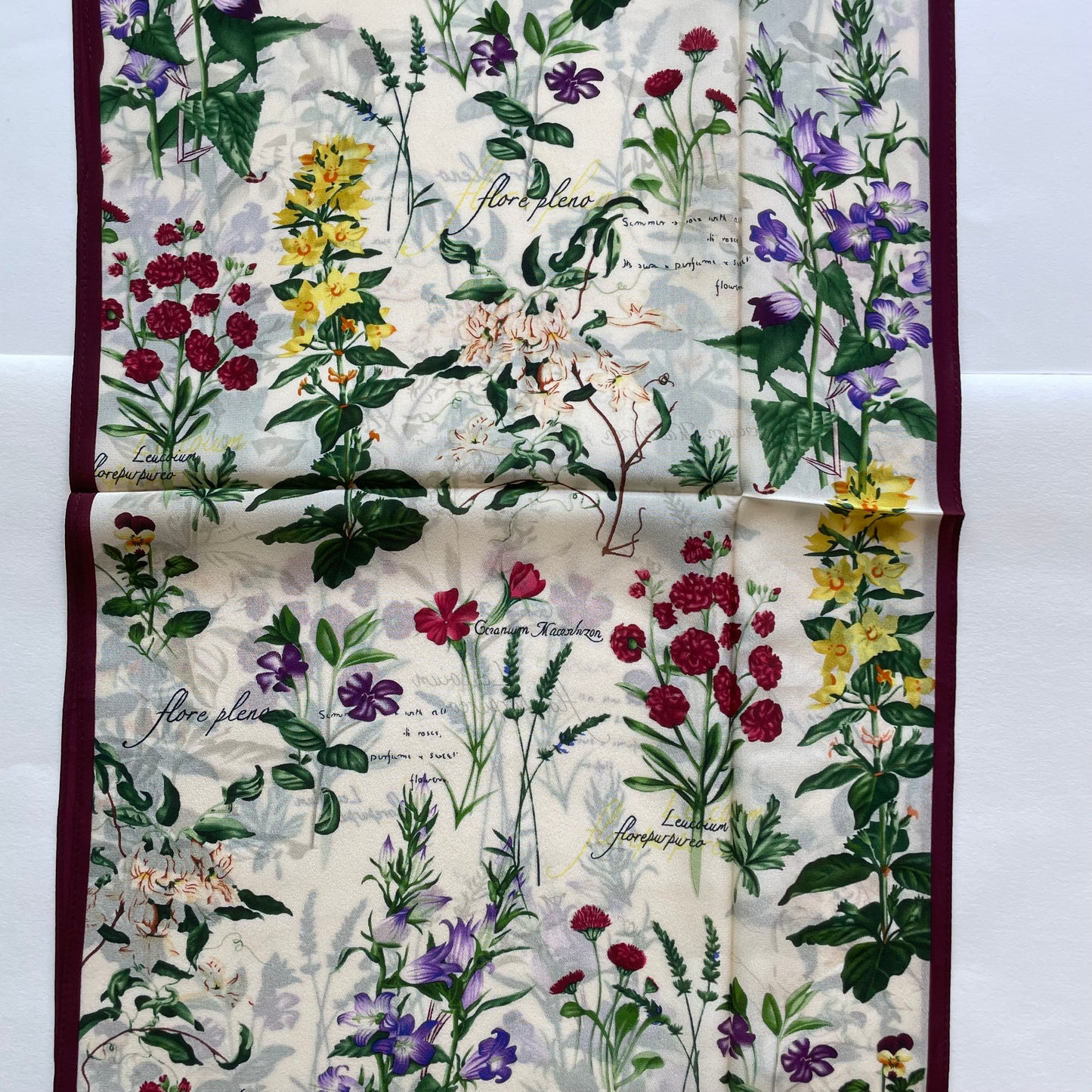 100% Pure Silk Multicolour long Silk Scarf / Headscarf-The English Garden