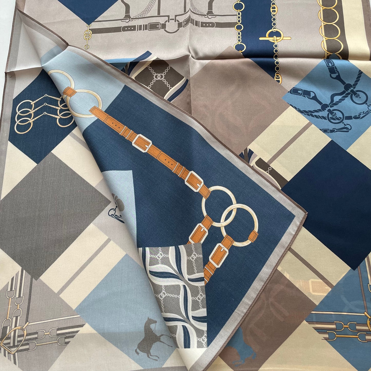 100% Pure Silk Multicolour long Silk Scarf / Headscarf-The Blue