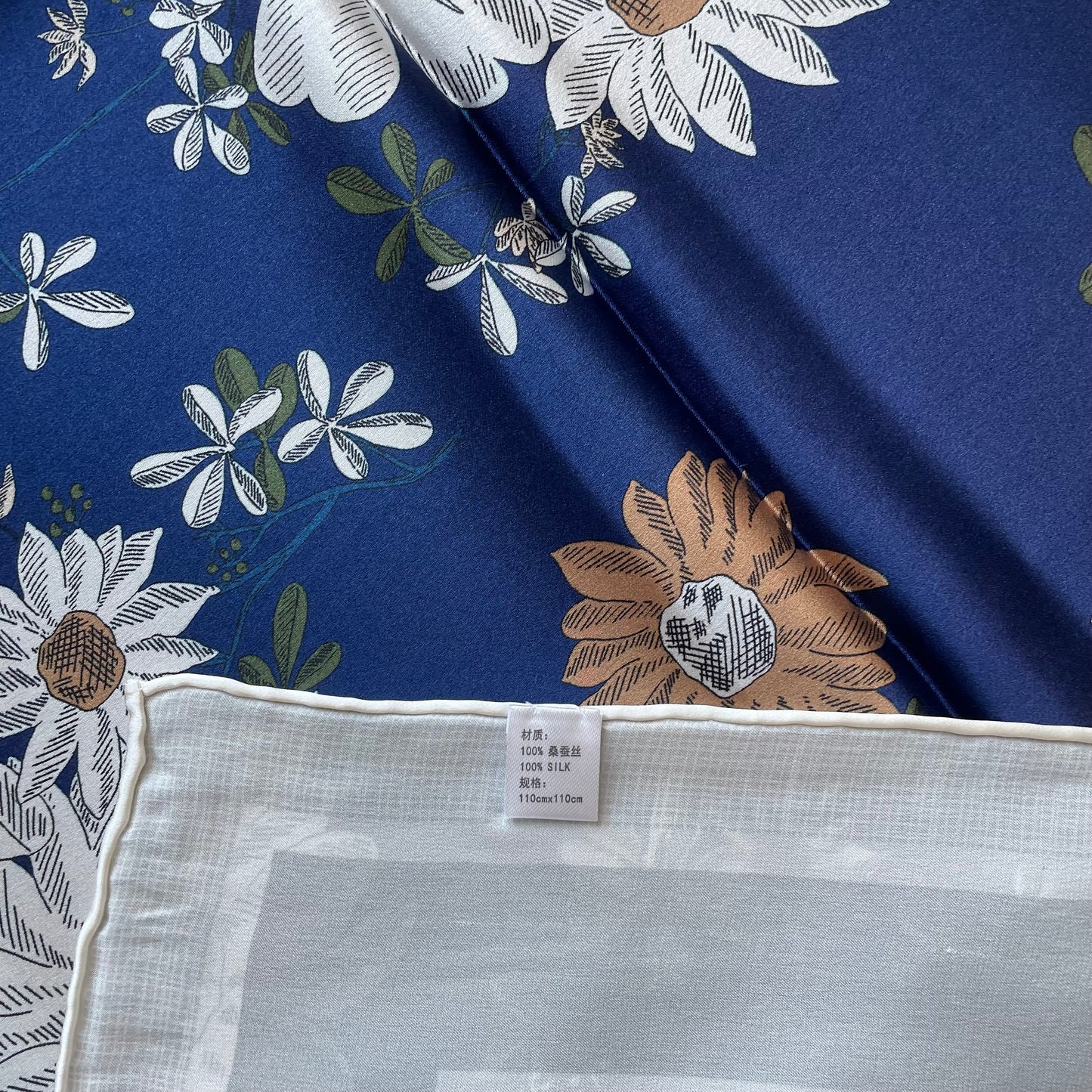 100% Pure Mulberry Silk Multicolour Handmade Large Silk Scarf 43"- The Flowers