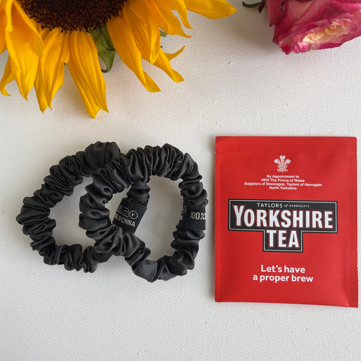 100% Pure Mulberry Silk Small Elastic Hair Scrunchie - Pure Silk Hair Scrunchie/hair Accessory-The Black