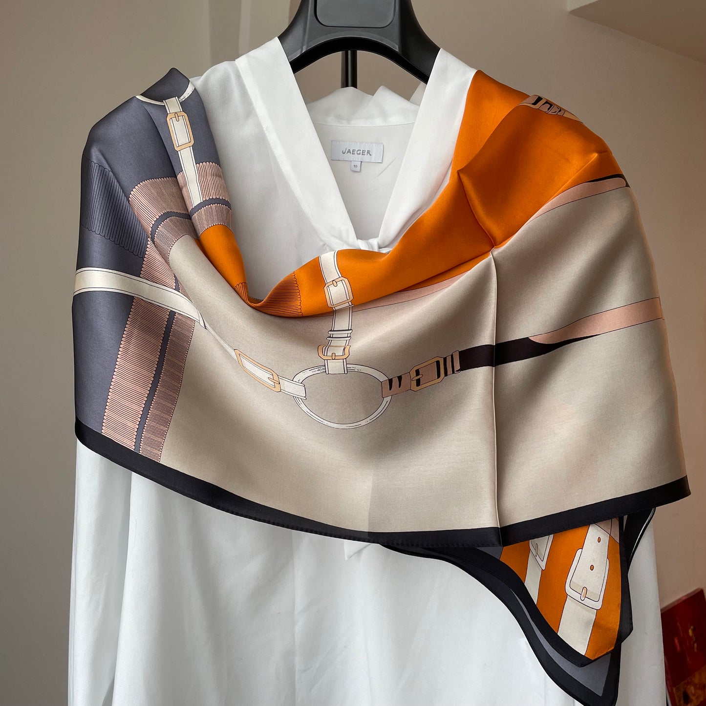 100% Pure Silk Multicolour long Silk Scarf / Headscarf-The Orange