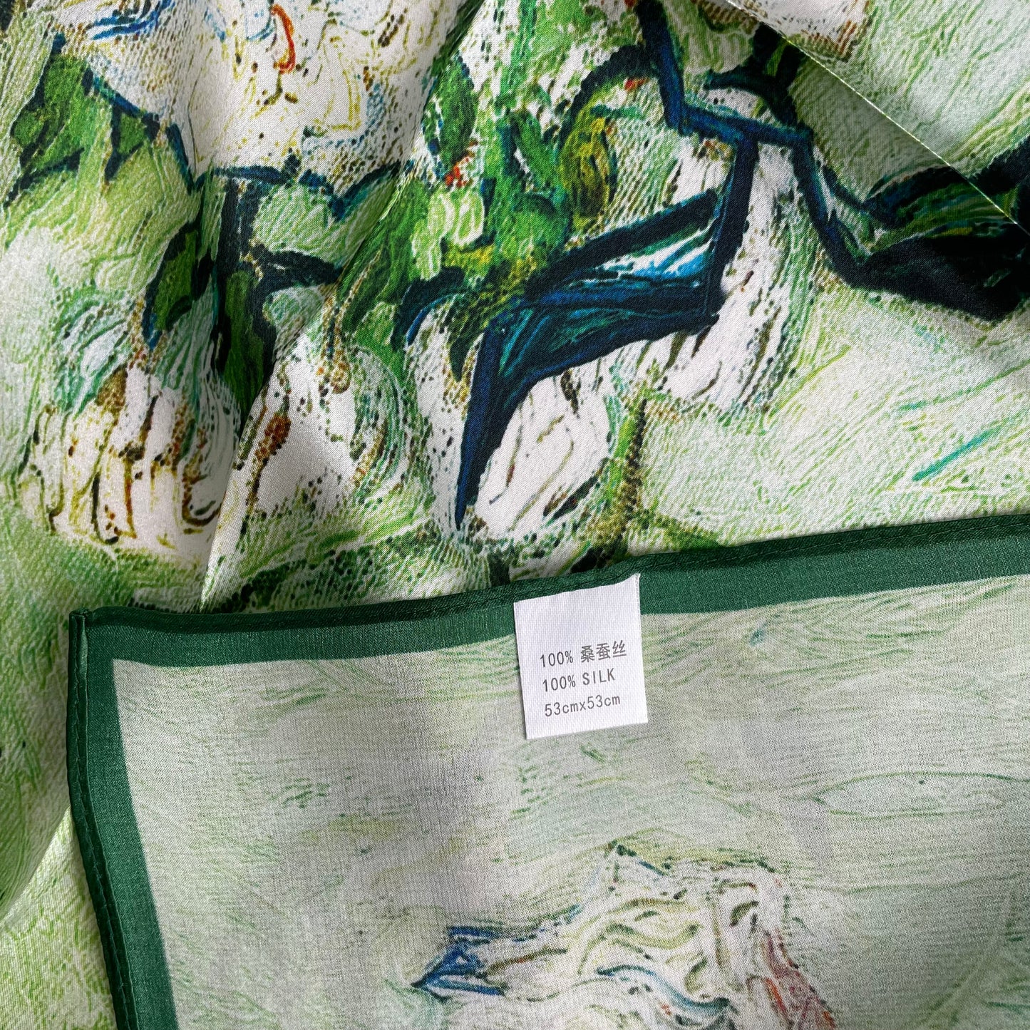 100% Pure Silk Multicolour Small Silk Scarf -The White Rose
