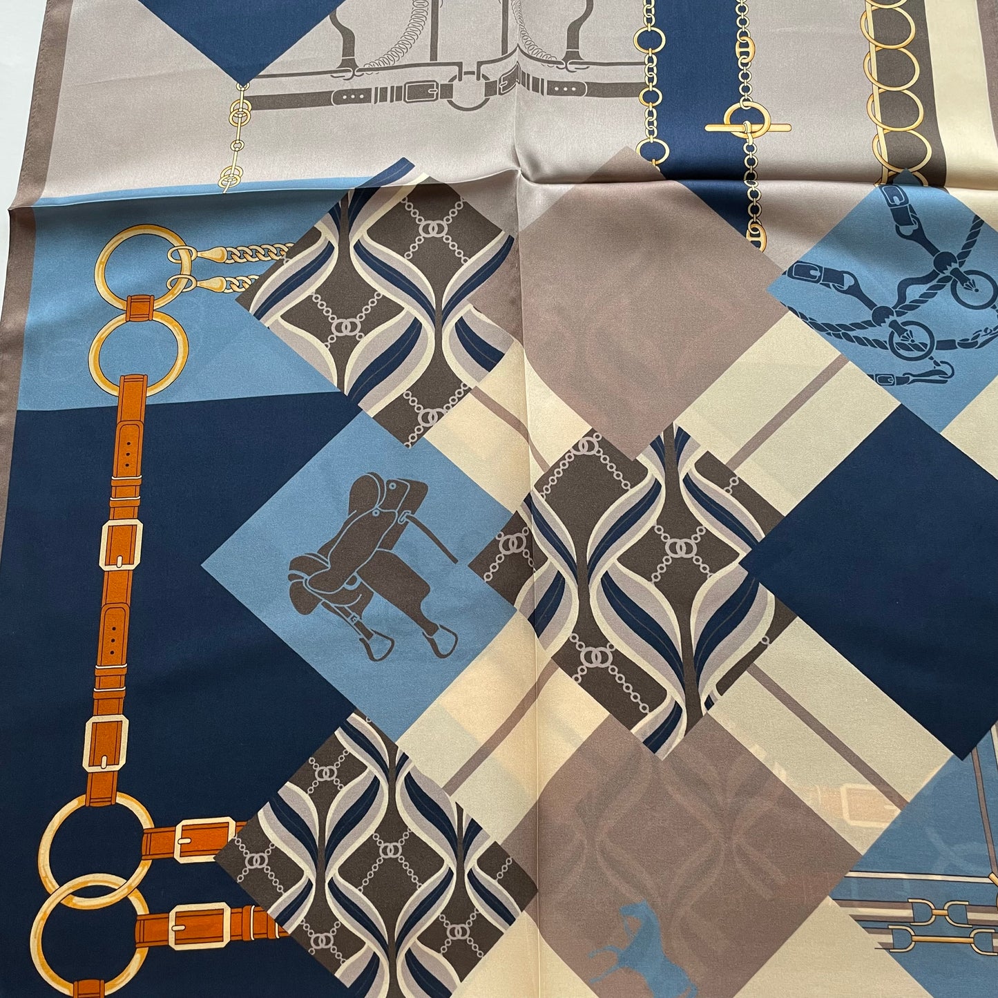 100% Pure Silk Multicolour long Silk Scarf / Headscarf-The Blue