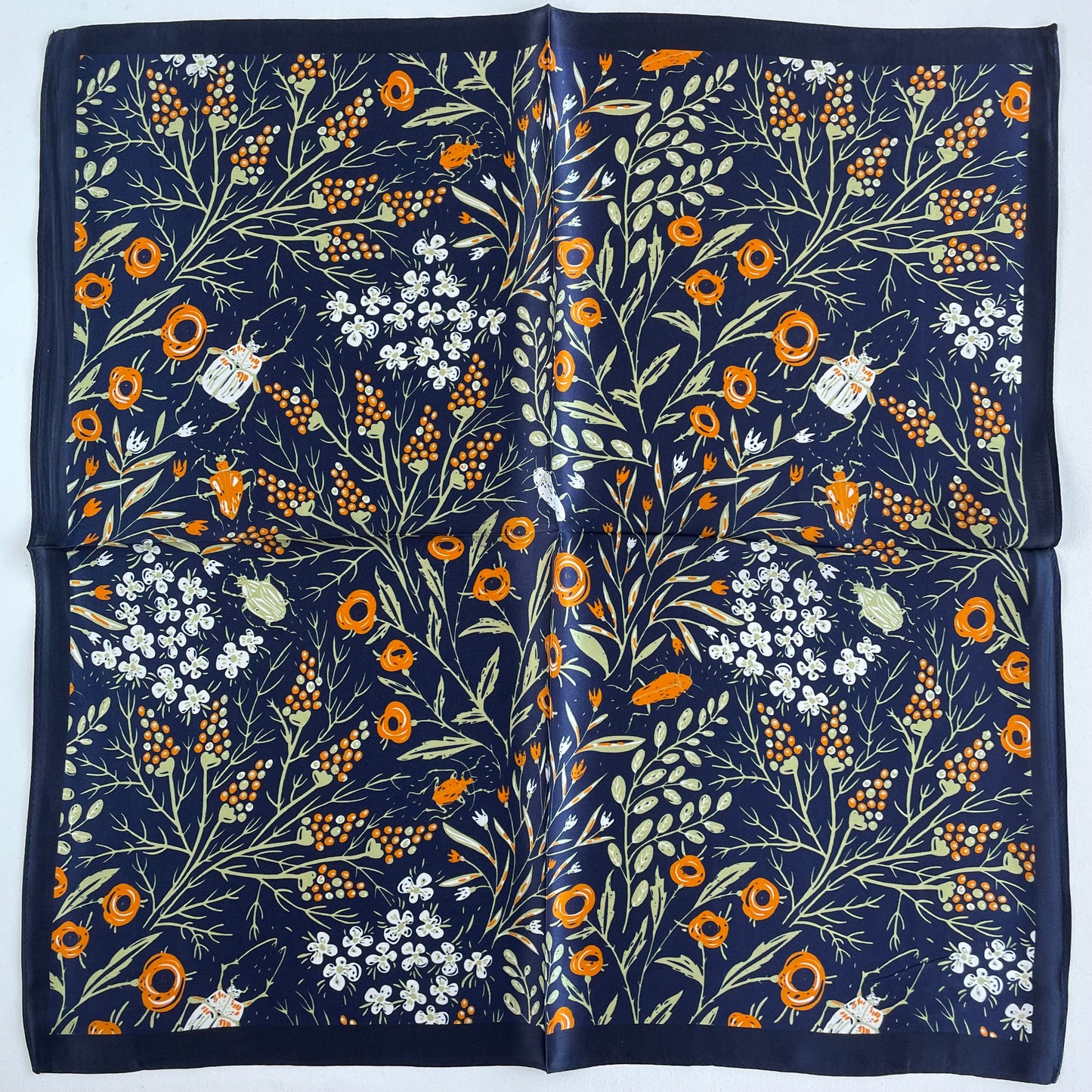100% Pure Silk Multicolour Small Silk Scarf -The Blue - 21” Silk Scarf