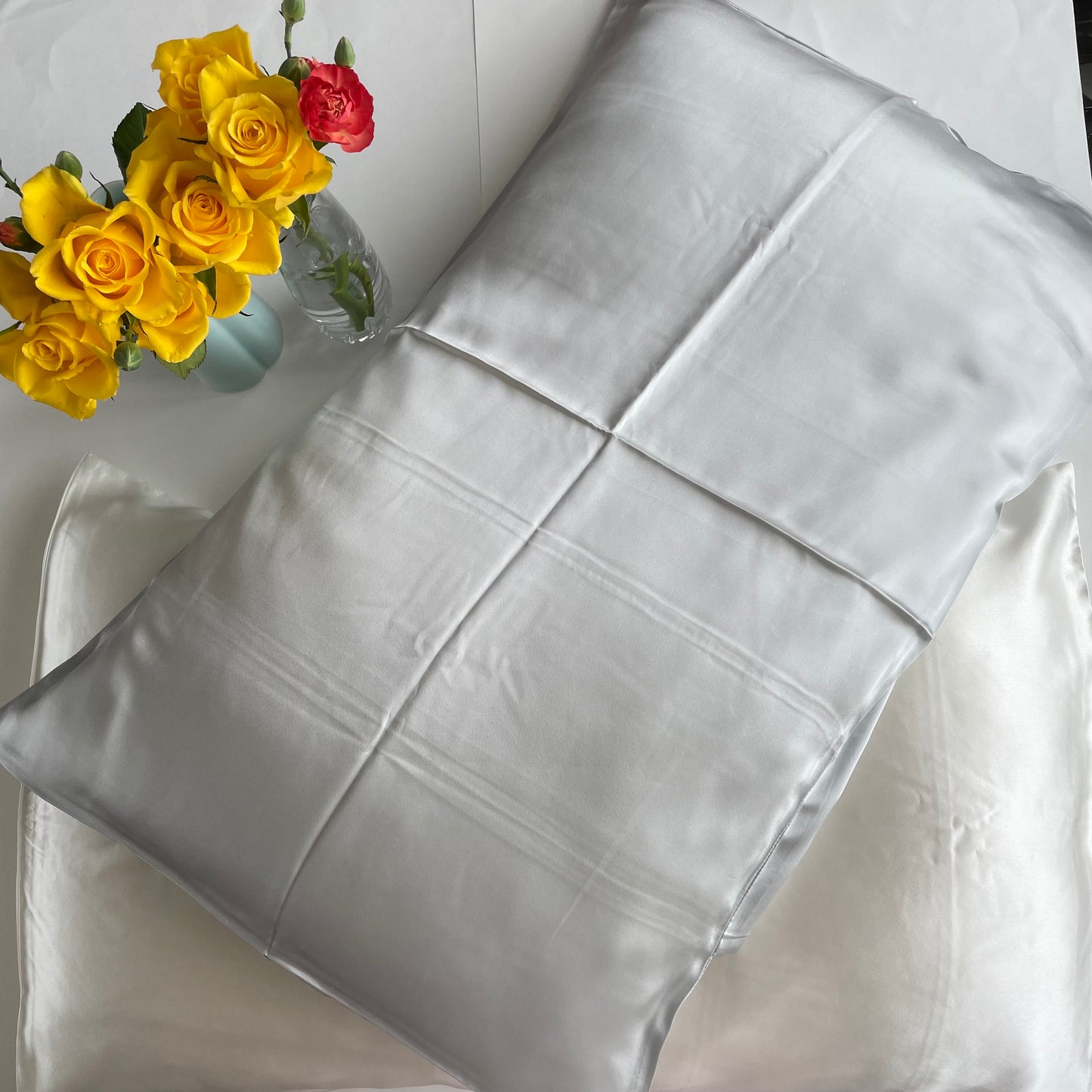 100% Pure Mulberry Silk Summer Pillowcases - 19mm Silk Pillowcases-The Silver Grey