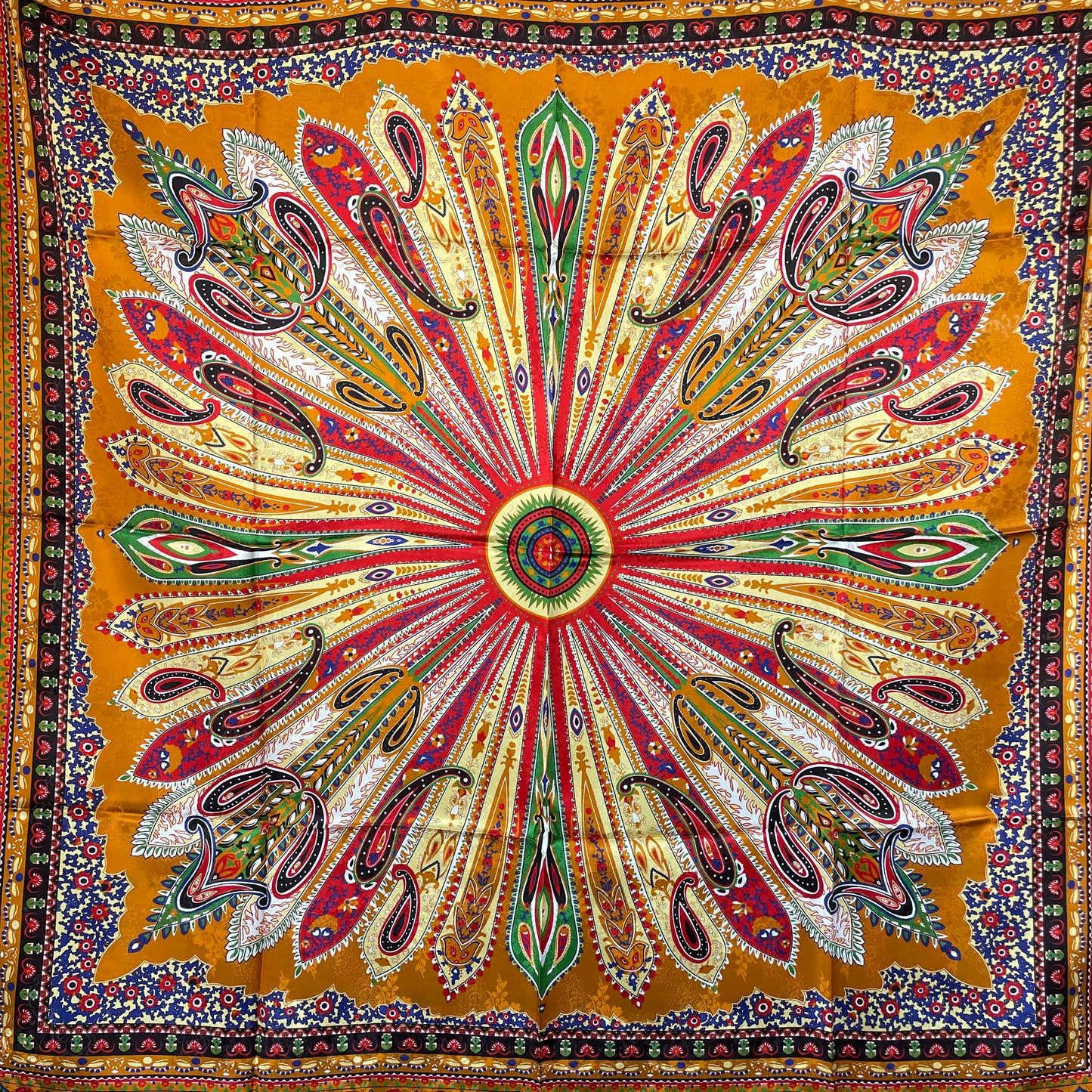 100% Pure Mulberry Silk Duo-Color Handmade Large Silk Scarf 43"- The Feathers