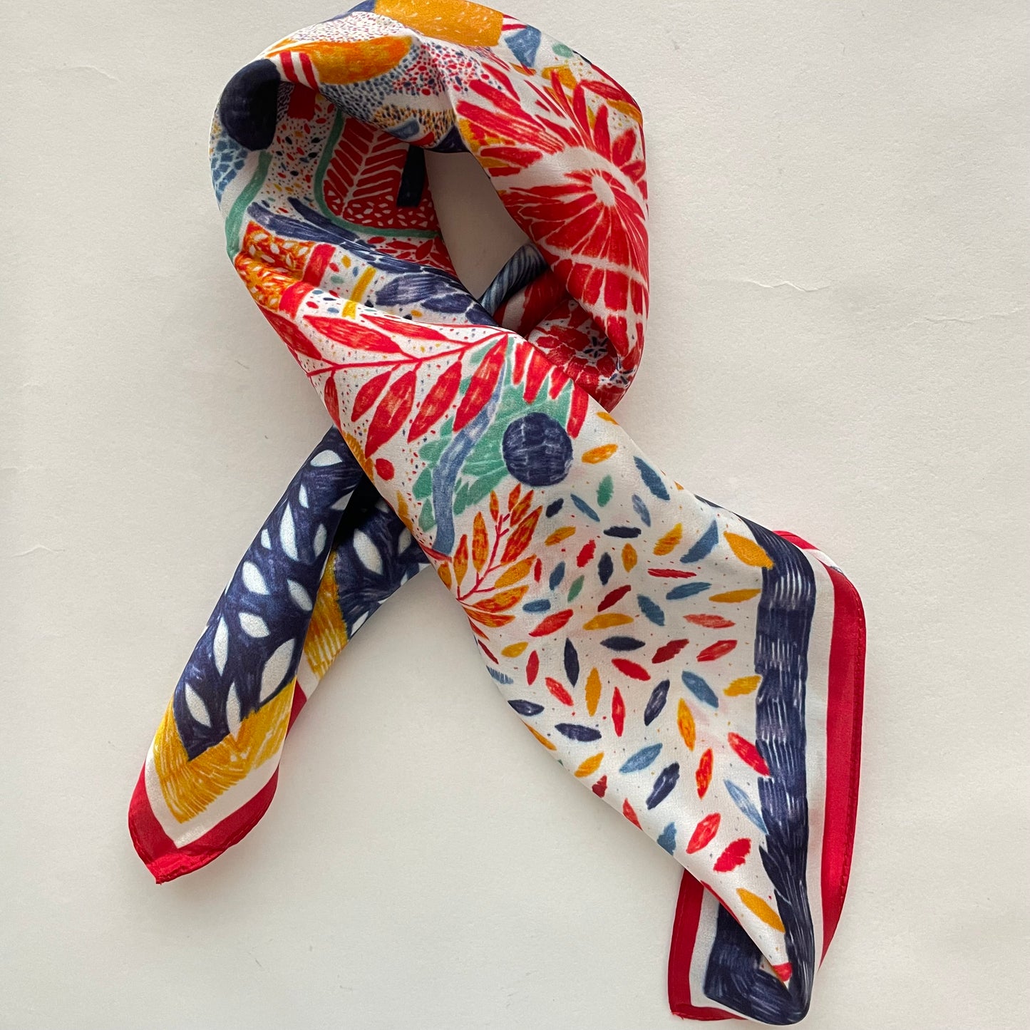 100% Pure Silk Multicolour Small Silk Scarf -The Painting-21” Silk Scarf