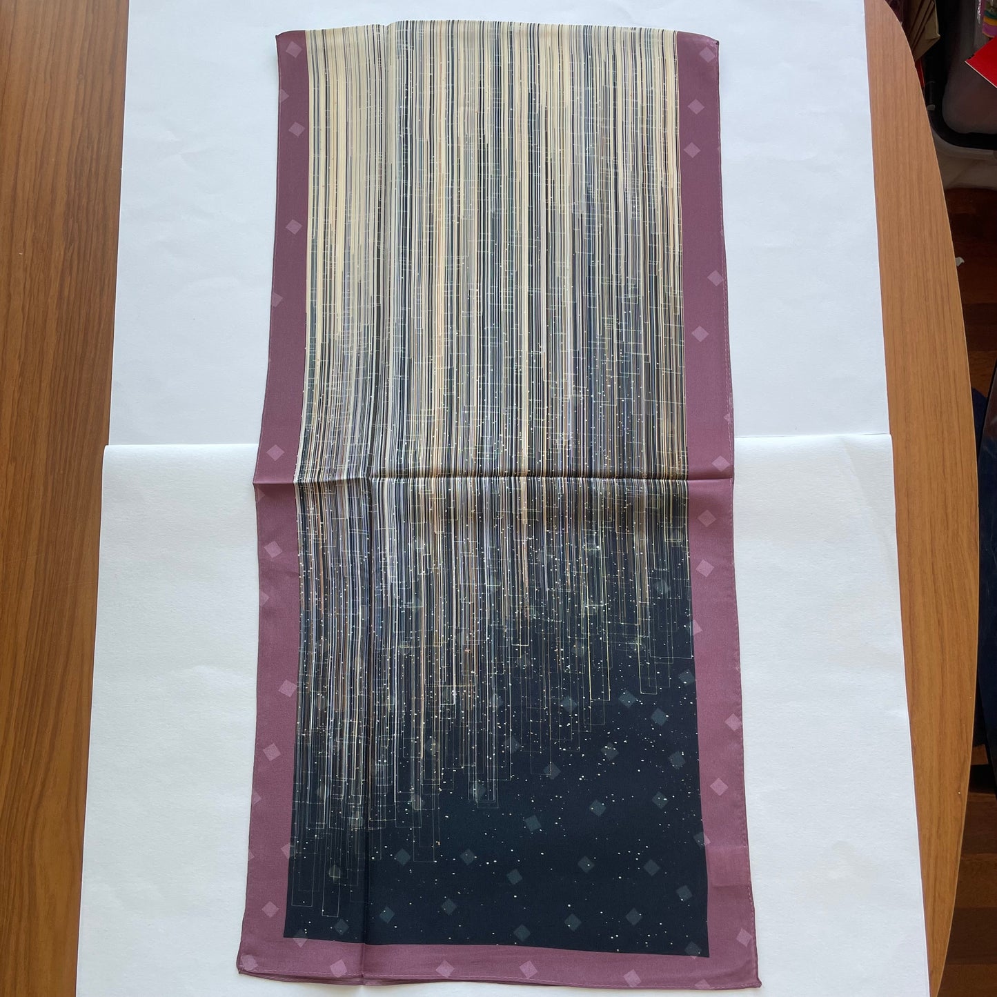 100% Pure Silk Multicolour long Silk Scarf / Headscarf-The Lines