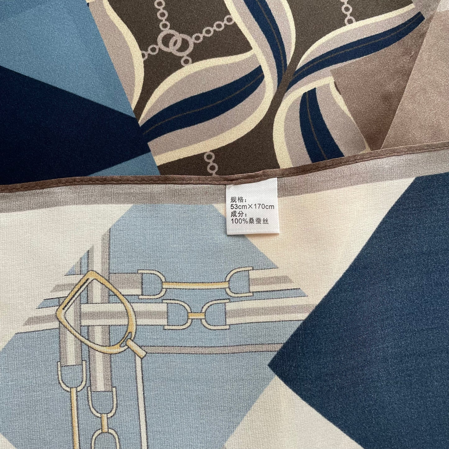 100% Pure Silk Multicolour long Silk Scarf / Headscarf-The Blue